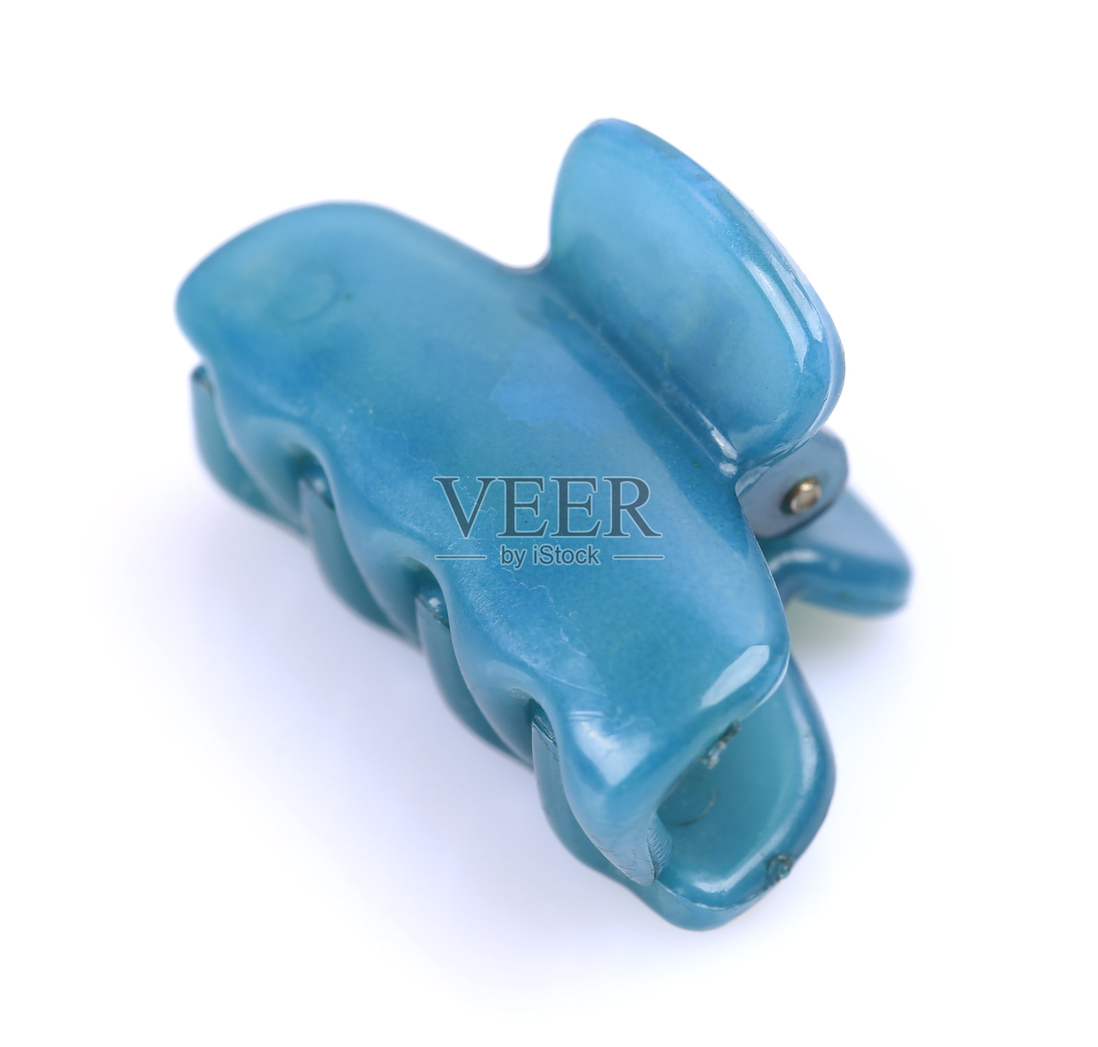 蓝色蟹发夹孤立在白色背景上照片摄影图片