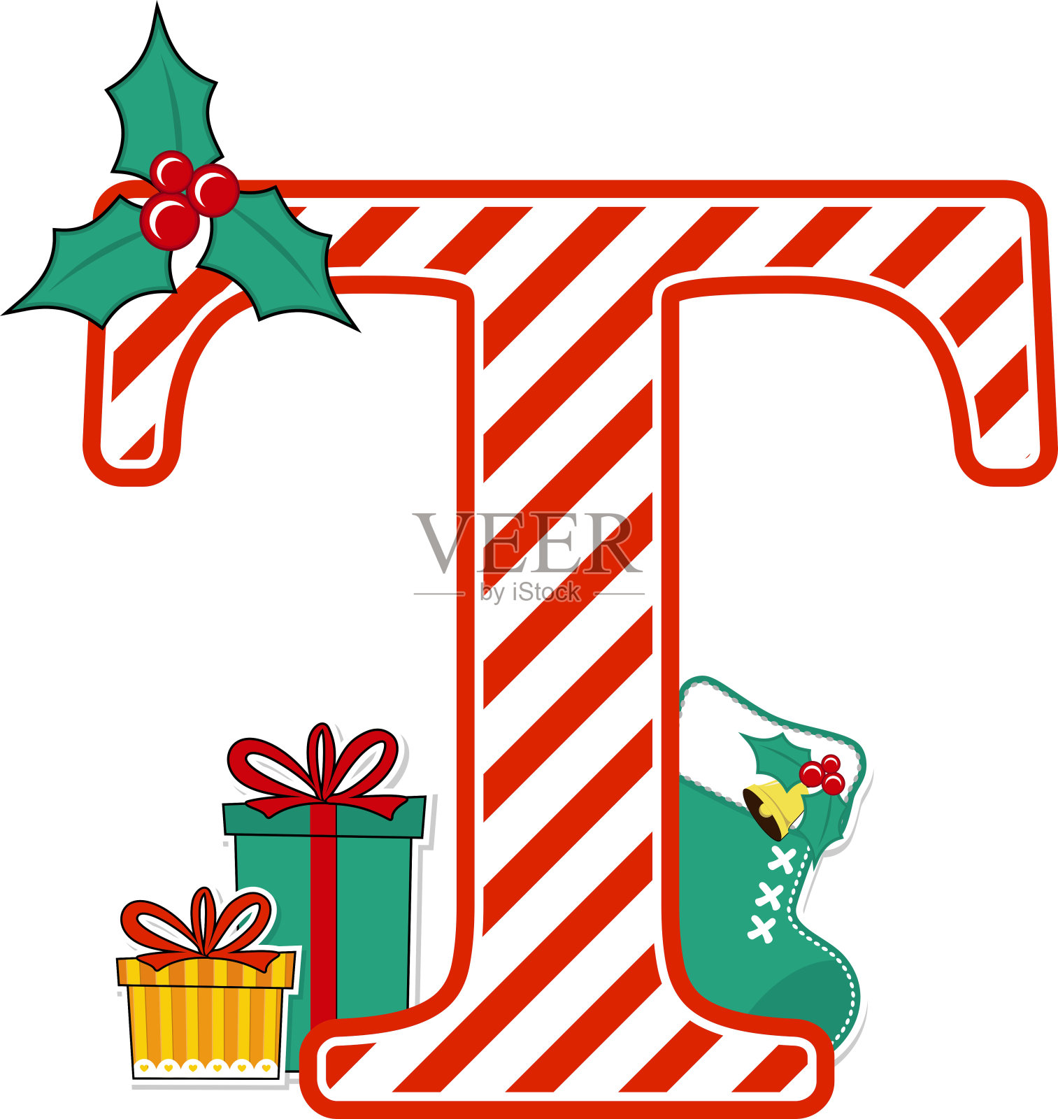 大写字母t用于圣诞装饰