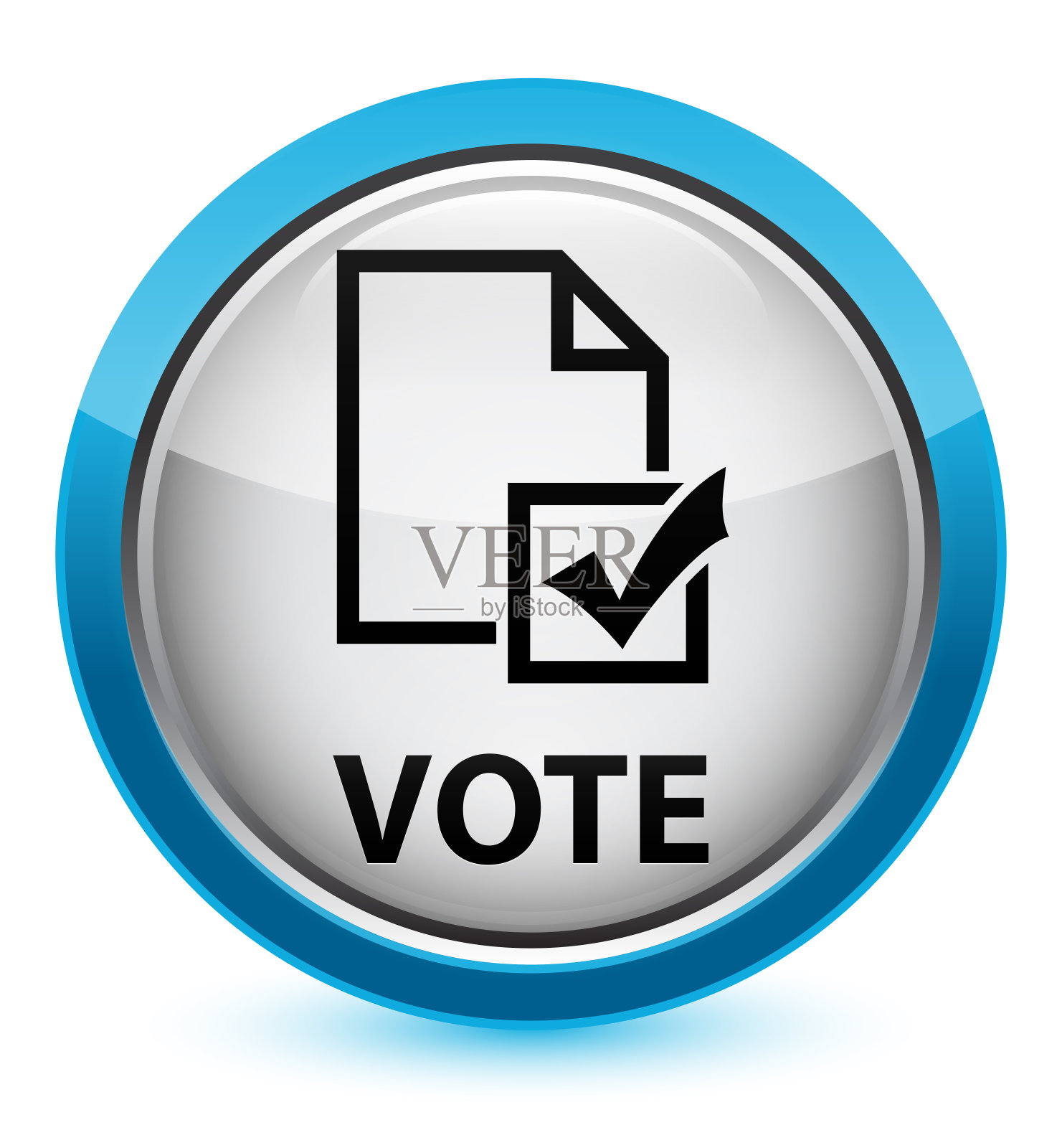 投票(调查图标)水晶青蓝圆形按钮插画图片素材