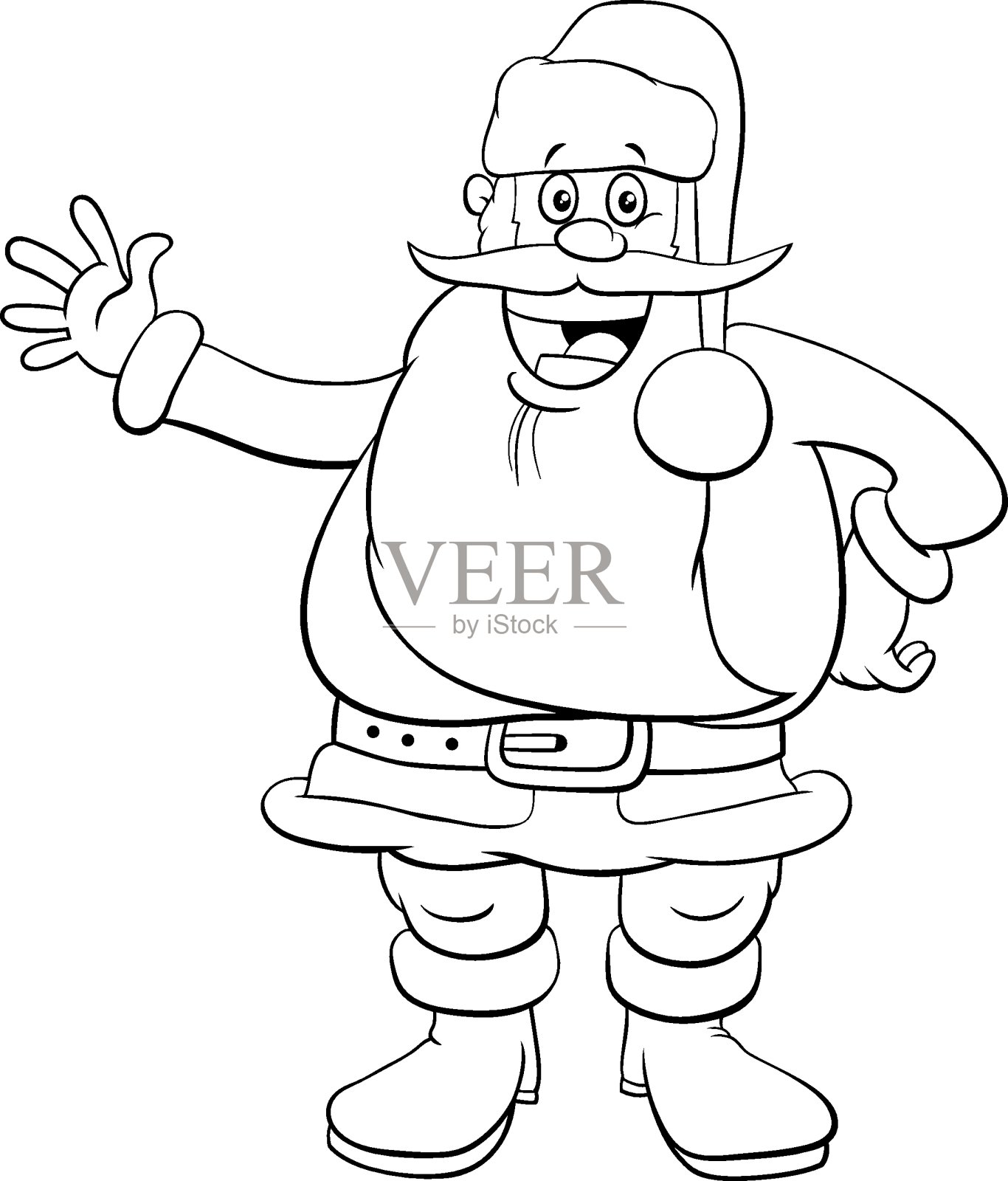 圣诞老人圣诞人物涂色书页设计元素图片