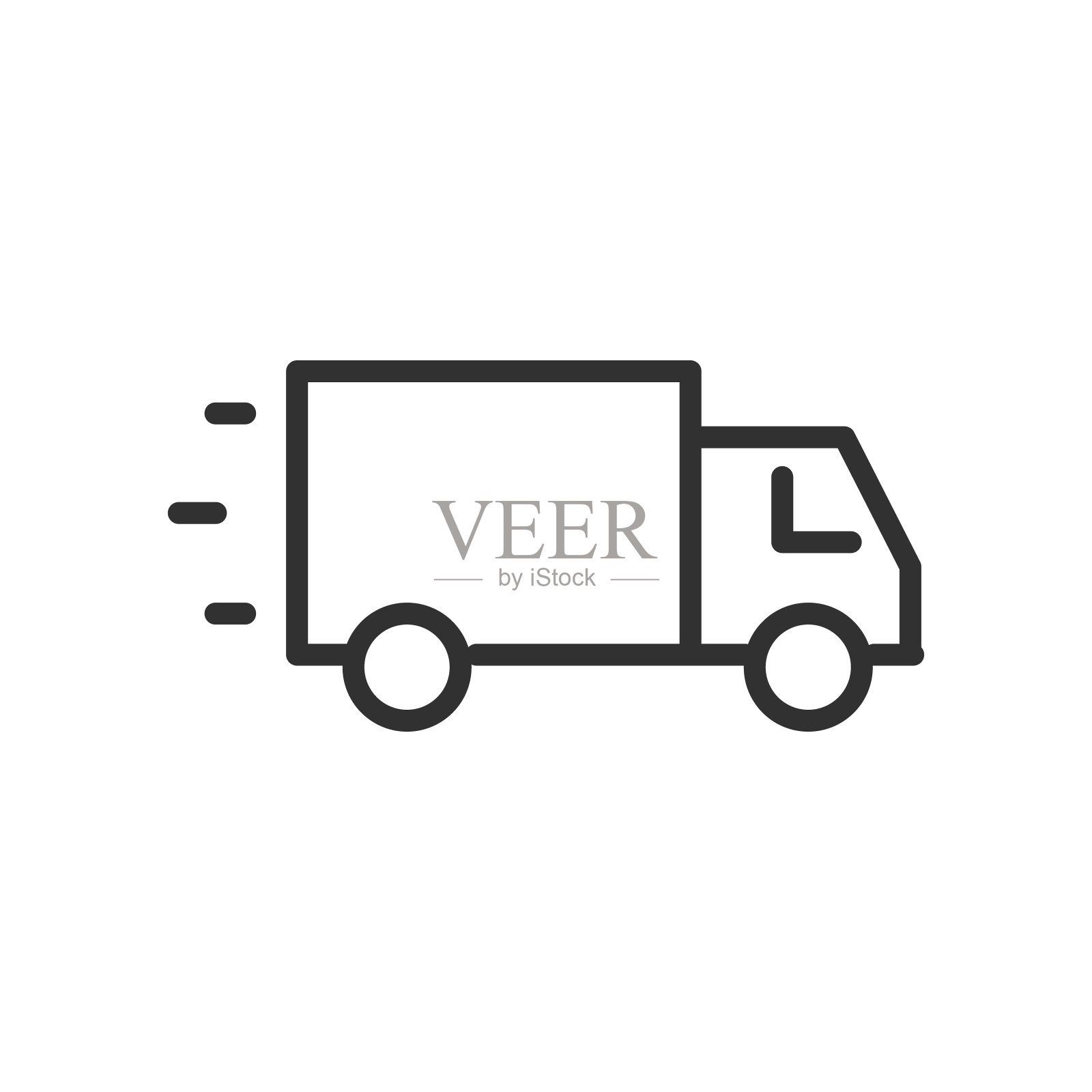 卡车。交通工具。线条与可编辑的笔触设计元素图片