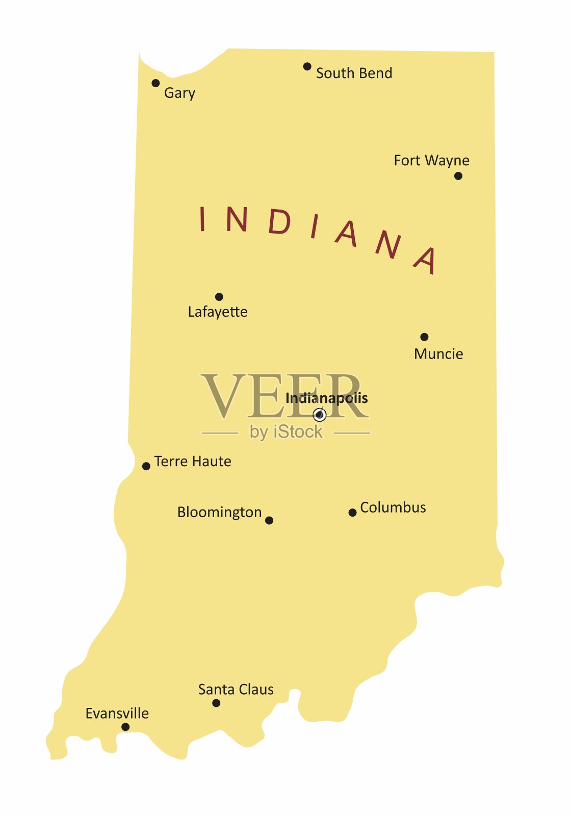 印第安纳州的城市地图插画图片素材