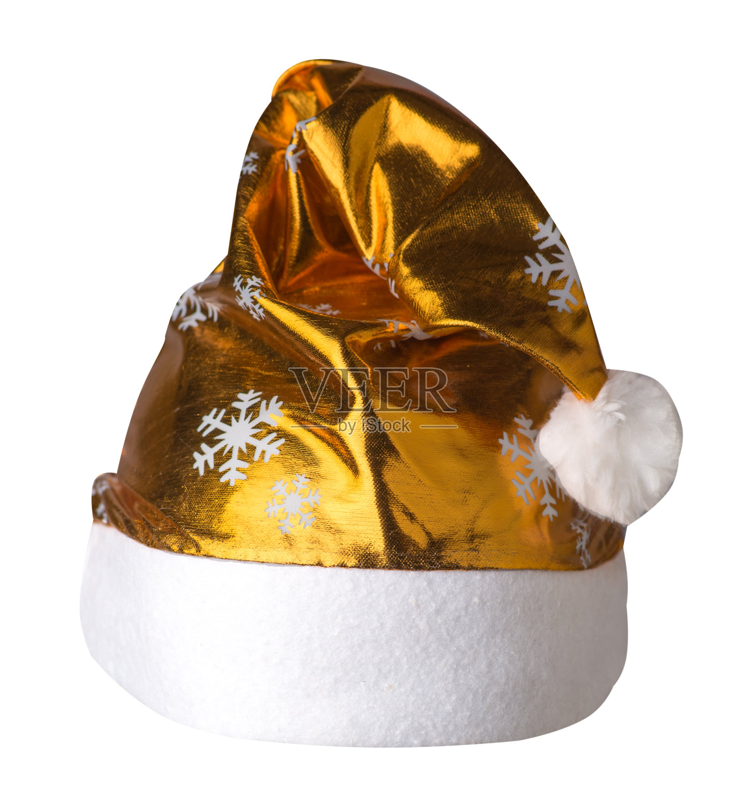 白色背景上的圣诞老人帽。圣诞老人帽是在圣诞节戴的。照片摄影图片