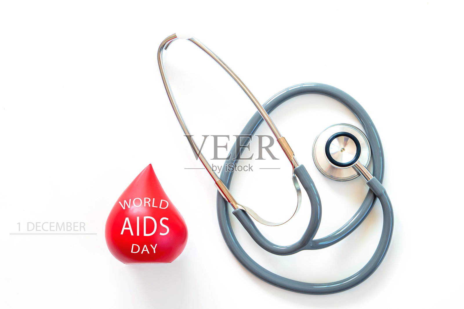 俯视图照片安排设备医疗背景世界艾滋病日概念照片摄影图片