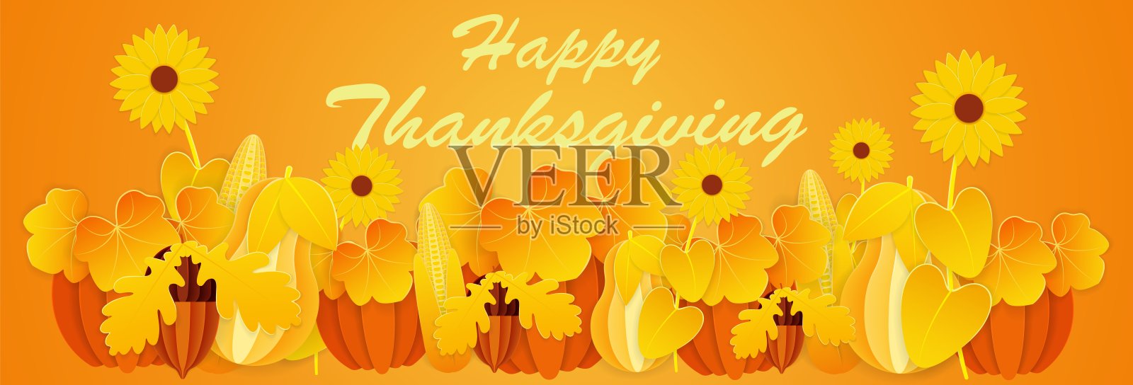 感恩节。宽屏背景秋日礼物的大自然。插画图片素材