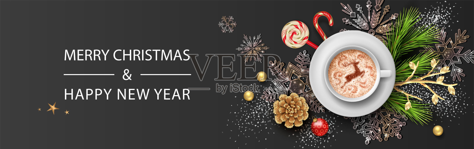 圣诞节和新年的横幅插画图片素材