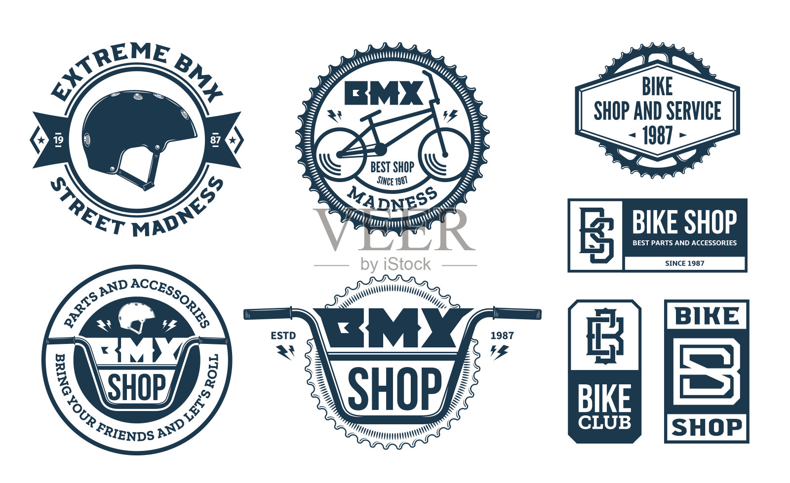 BMX自行车商店，服务和俱乐部标志插画图片素材