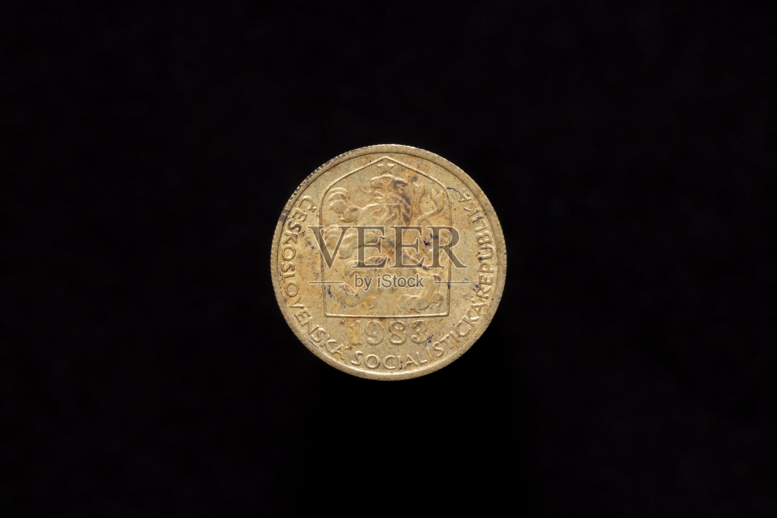 老捷克斯洛伐克20 halier硬币1983年，正面照片摄影图片