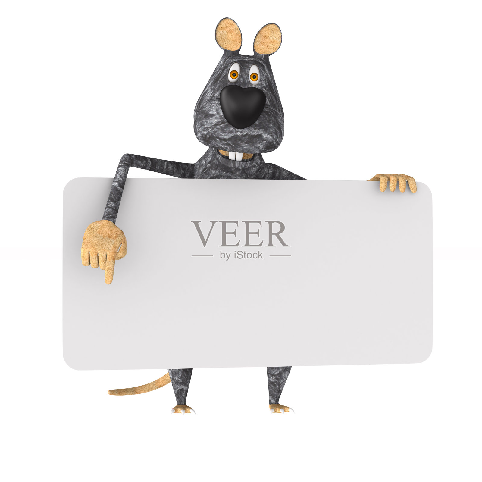 白色背景上带横幅的老鼠。孤立的3 d演示照片摄影图片