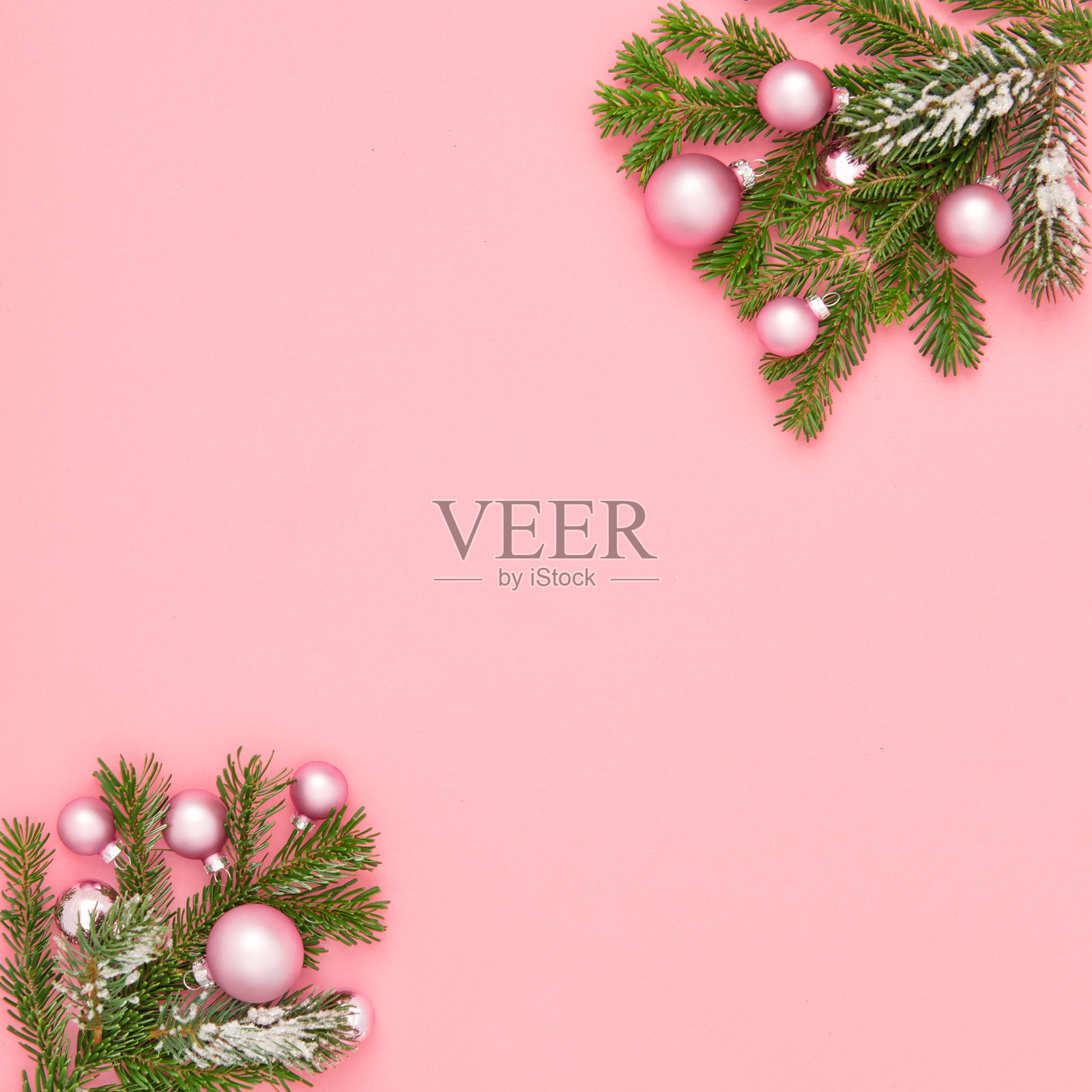 圣诞装饰装饰粉色方块背景照片摄影图片