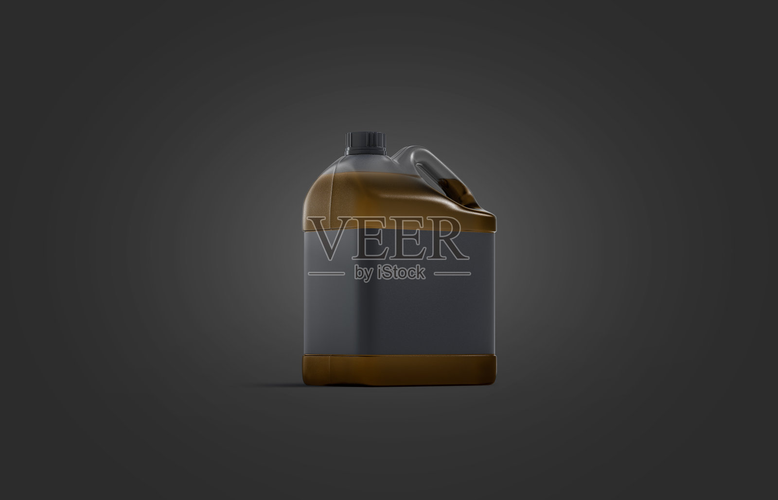 空白透明塑料筒与油模型在黑色背景照片摄影图片