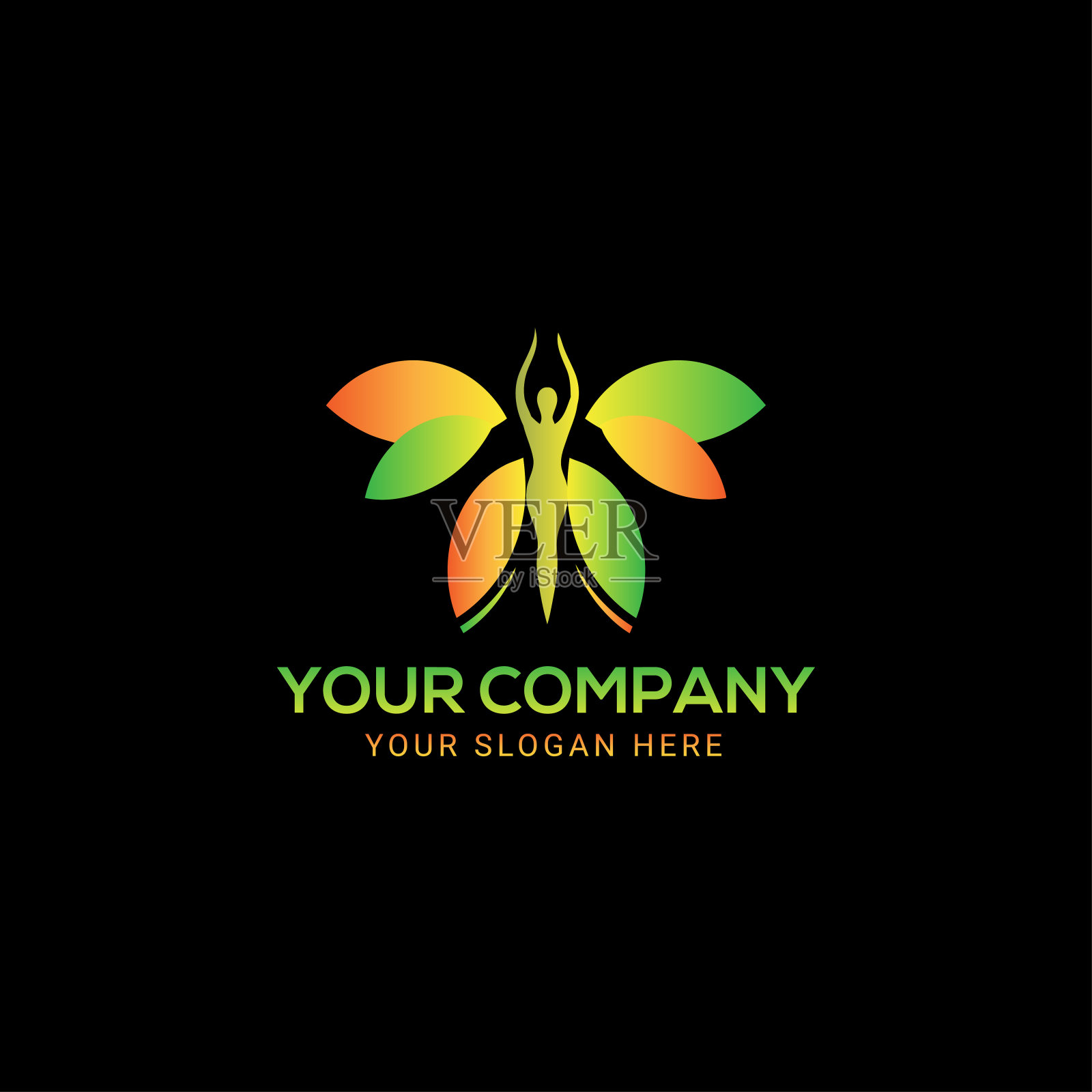 彩色全蝴蝶标志模板设计插画图片素材