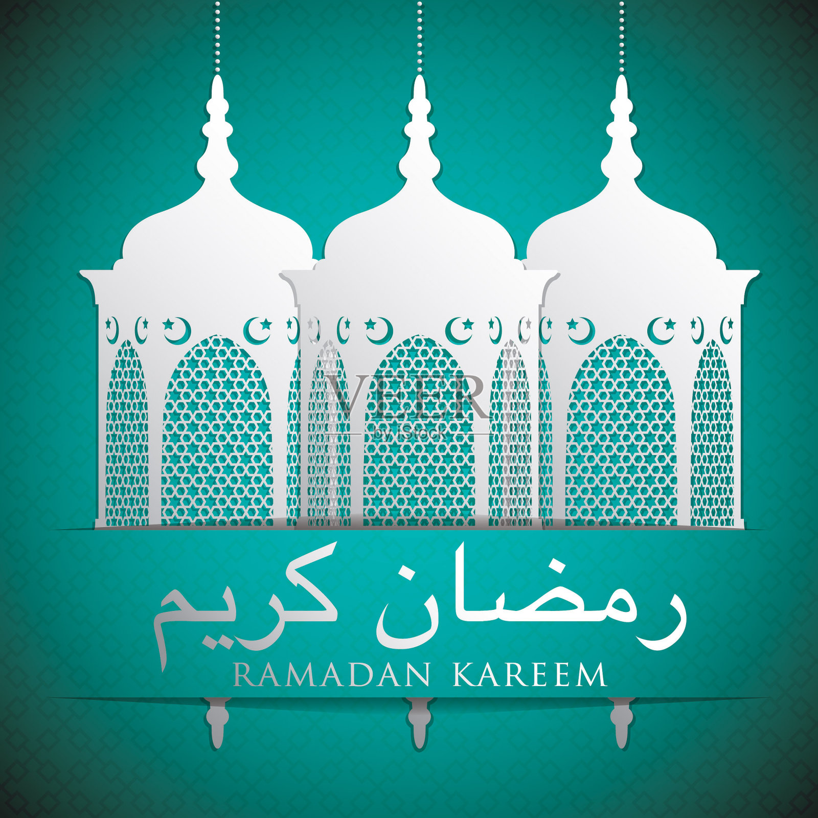 灯笼“斋月卡里姆”(慷慨的斋月)矢量格式卡片。插画图片素材