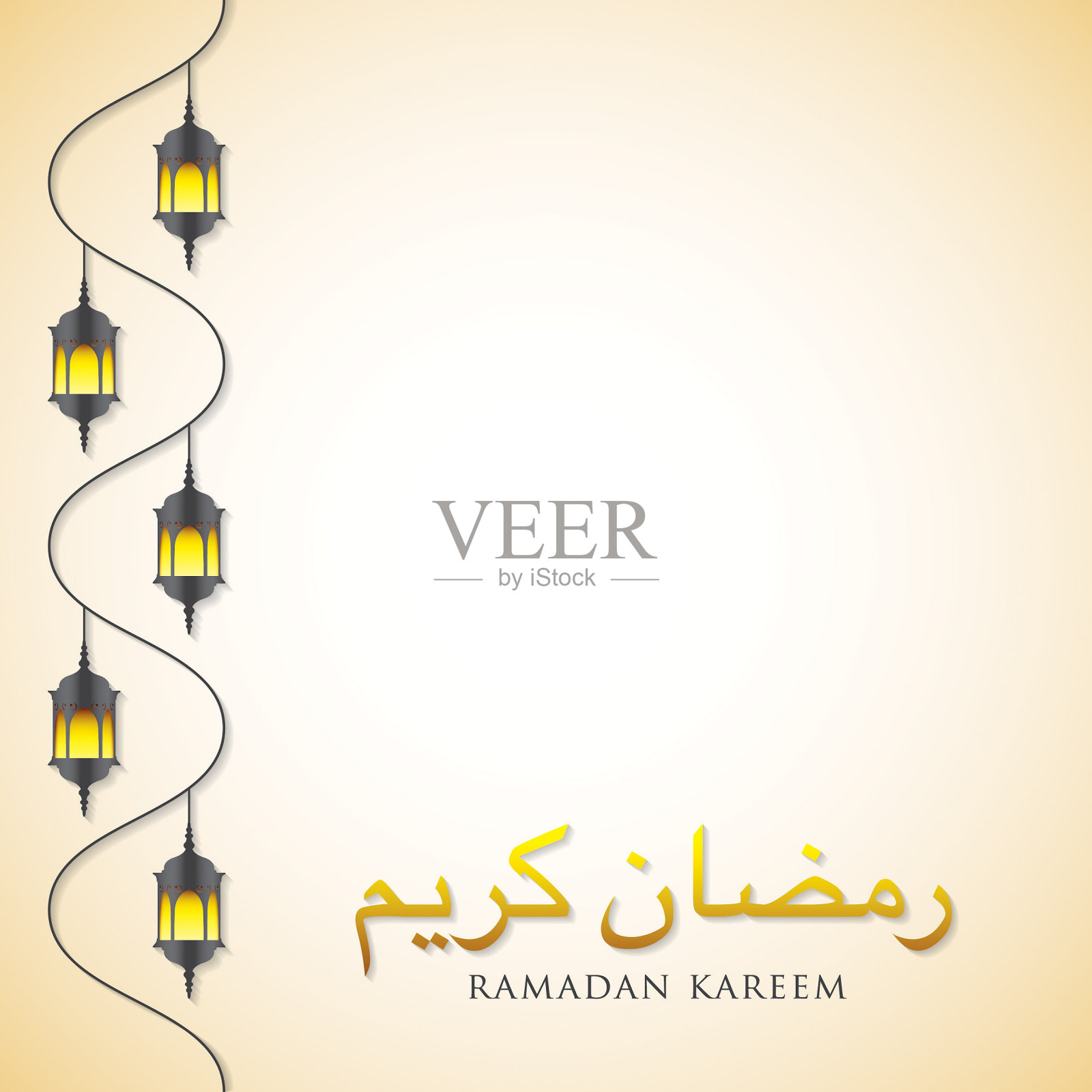 灯笼“斋月卡里姆”(慷慨的斋月)矢量格式卡片。插画图片素材