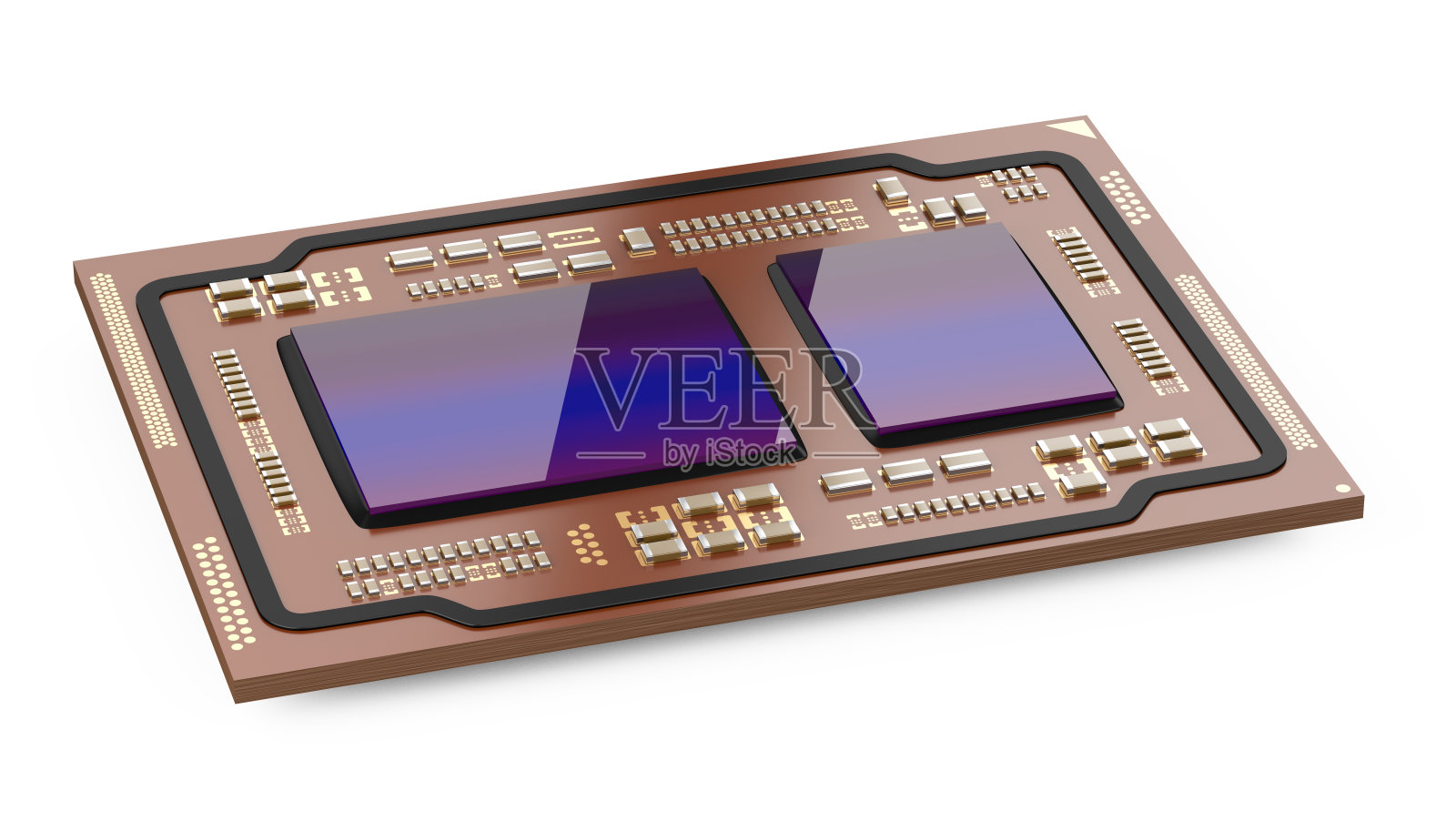 处理器板隔离在一个白色的背景。主板芯片cpu和gpu。照片摄影图片