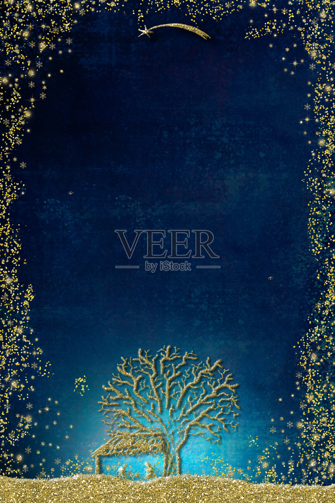 圣诞圣诞场景贺卡，垂直形象。插画图片素材