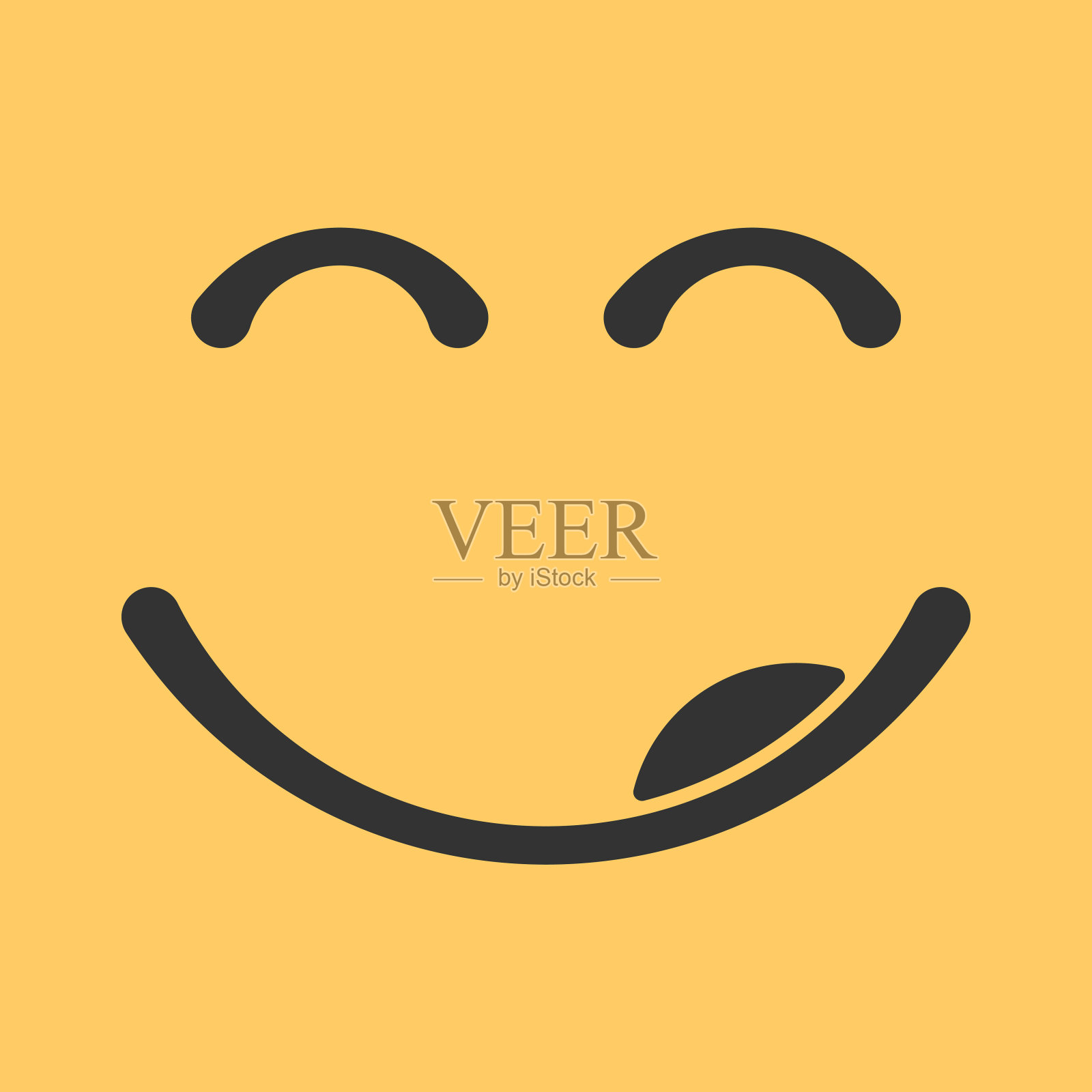 微笑在黄色的背景。咧嘴笑的概念，世界日的微笑，语言，美食，享受美食，美食家，味道，社交网络表情。平面风格的趋势微笑标志设计矢量插图插画图片素材