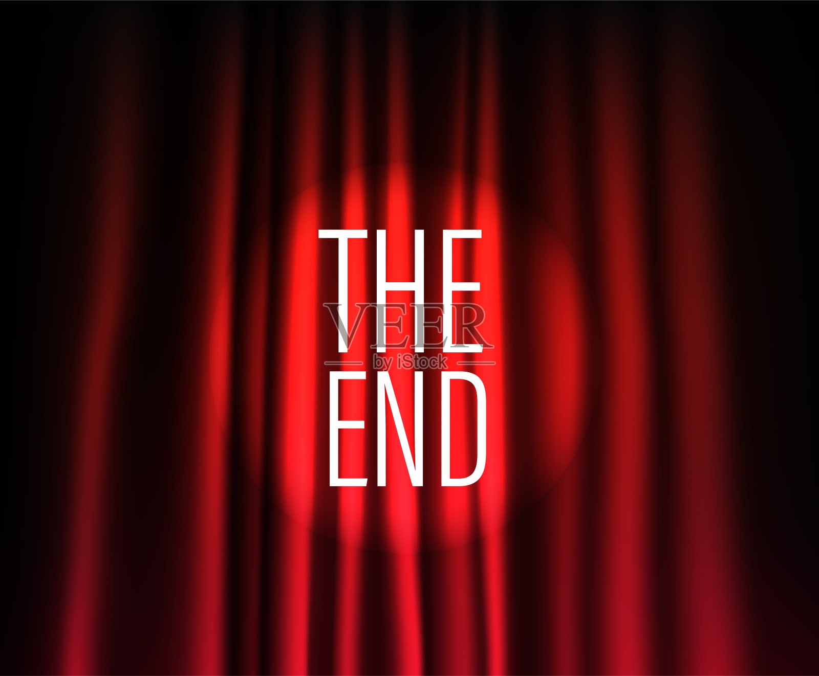 带有圆形聚光灯的戏剧幕。结束的概念插画图片素材