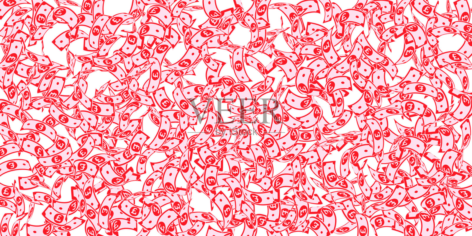 英镑贬值。浮动的英镑票据插画图片素材