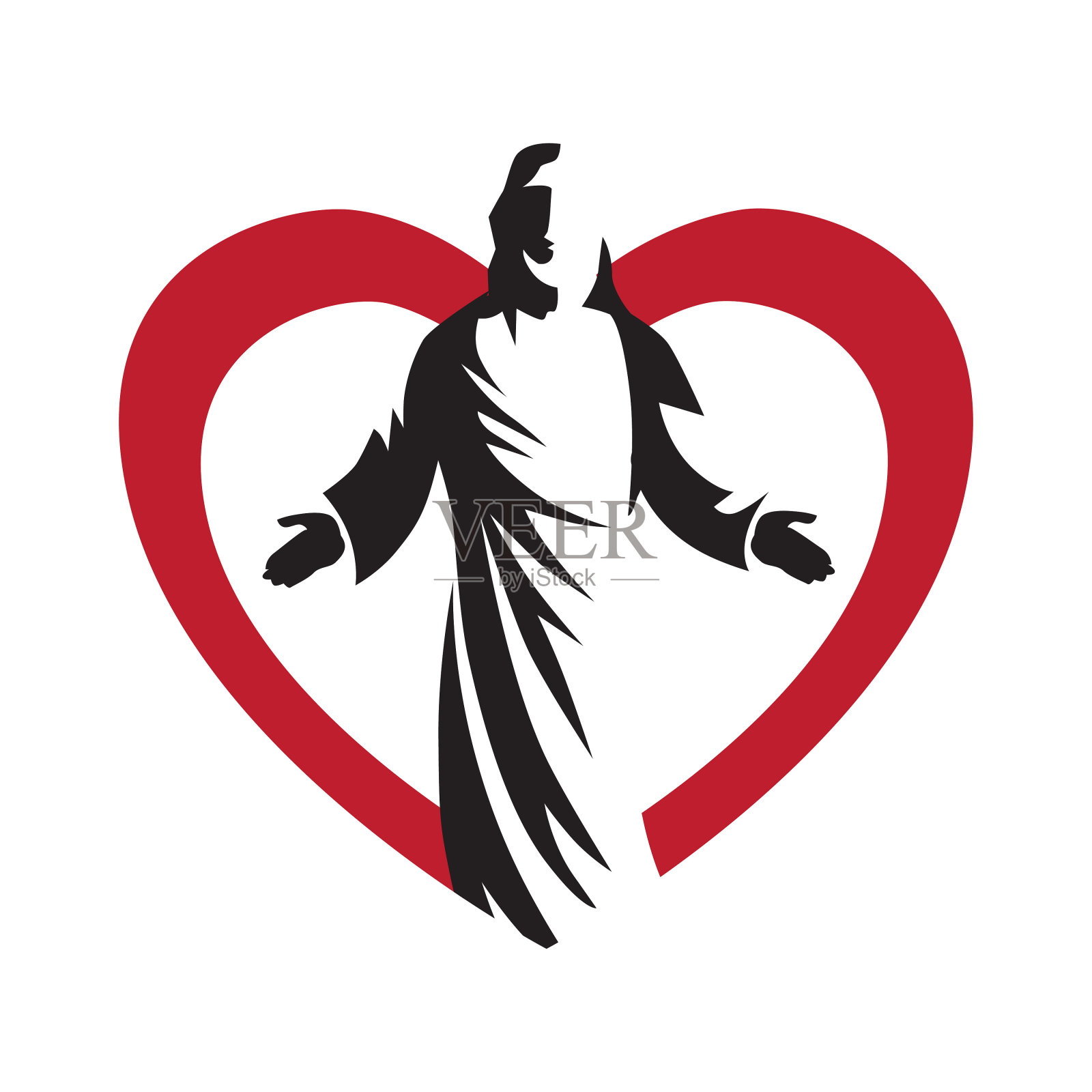 耶稣基督和心插画图片素材