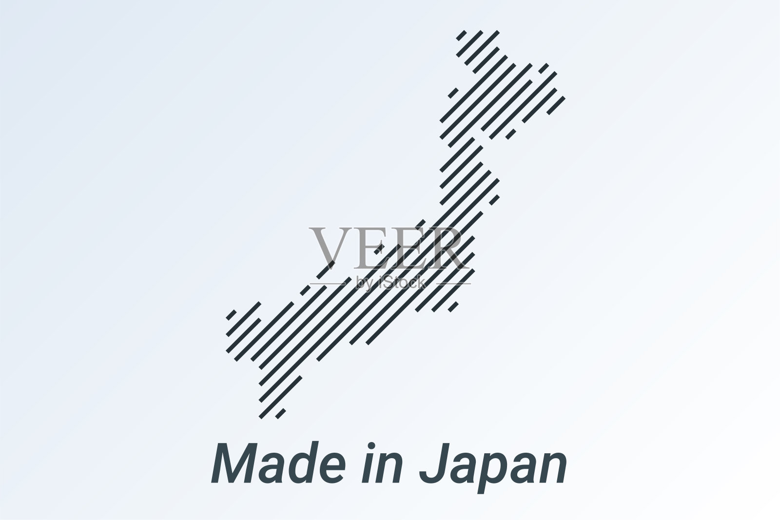 日本制造，银色背景上的黑色条纹地图插画图片素材