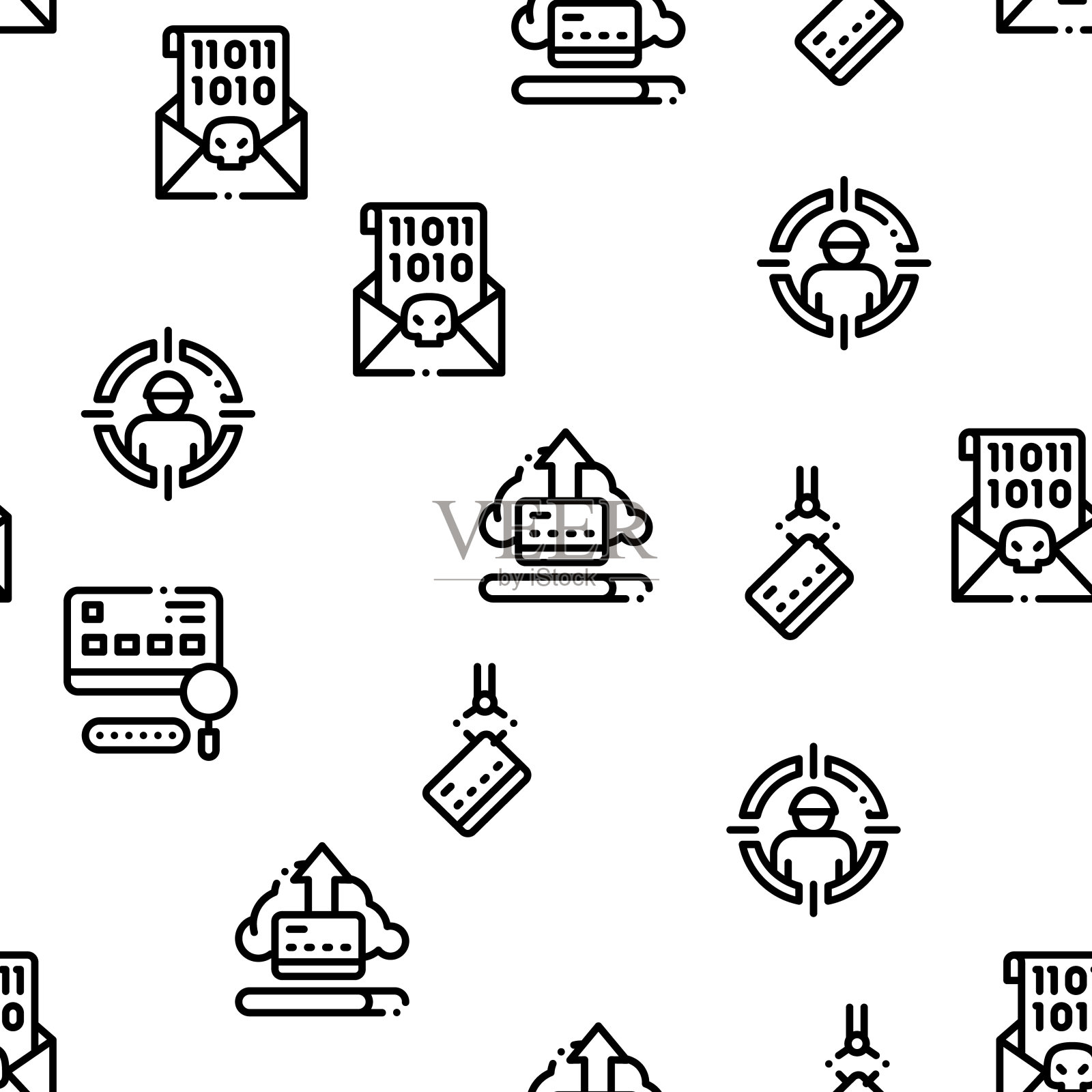 Carder Hacker无缝模式向量插画图片素材
