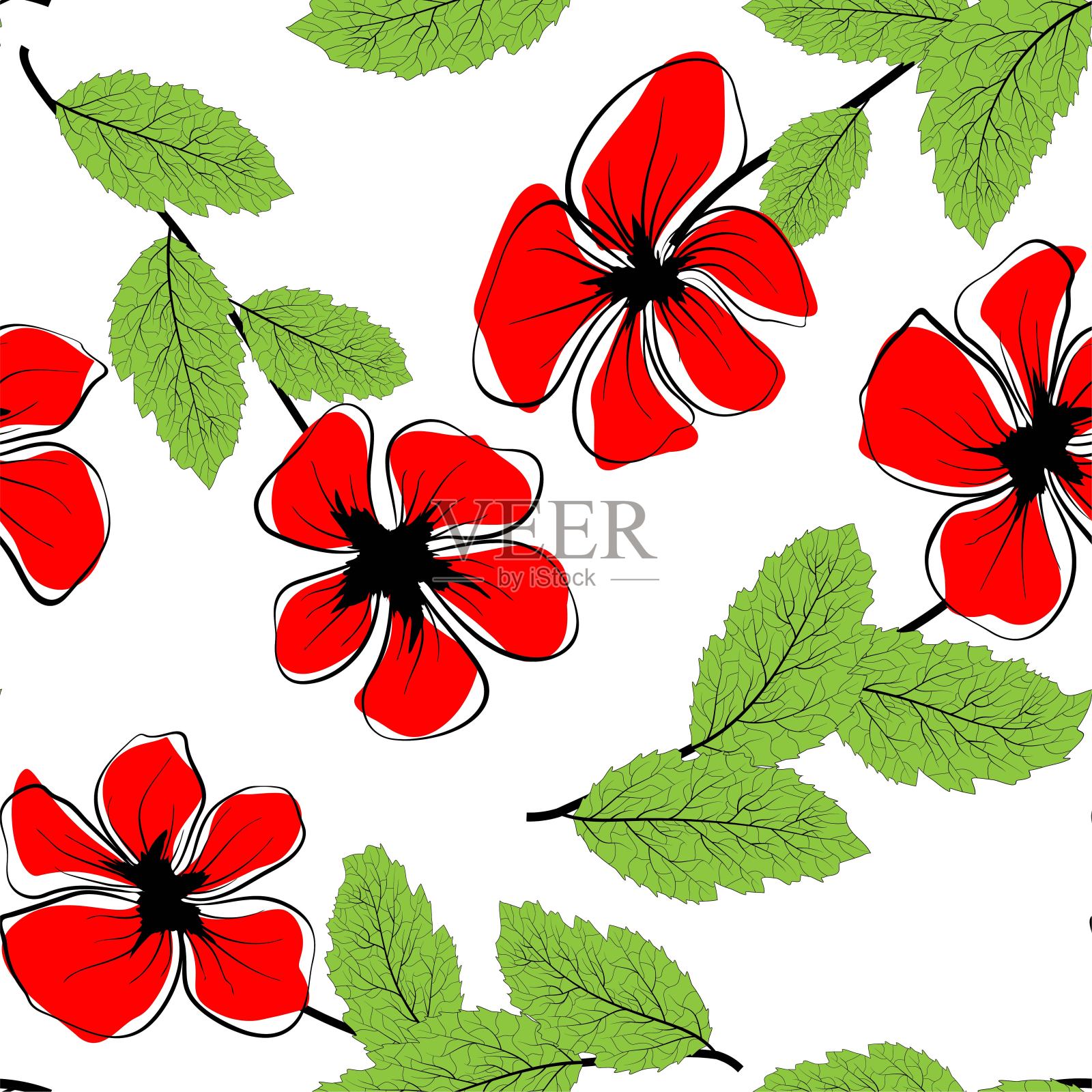 复古抽象粉色模板上的白色背景。矢量插图夏季背景设计。现代花卉，任何用途的伟大设计。春天的花的背景。矢量无缝花型插画图片素材