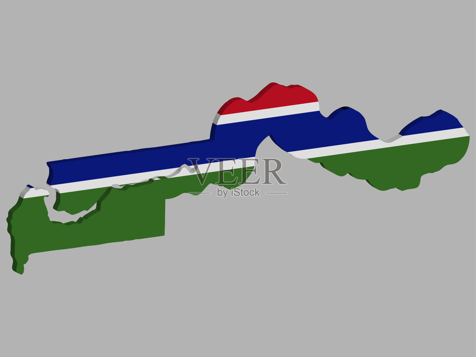 3D冈比亚地图旗矢量插图eps 10插画图片素材