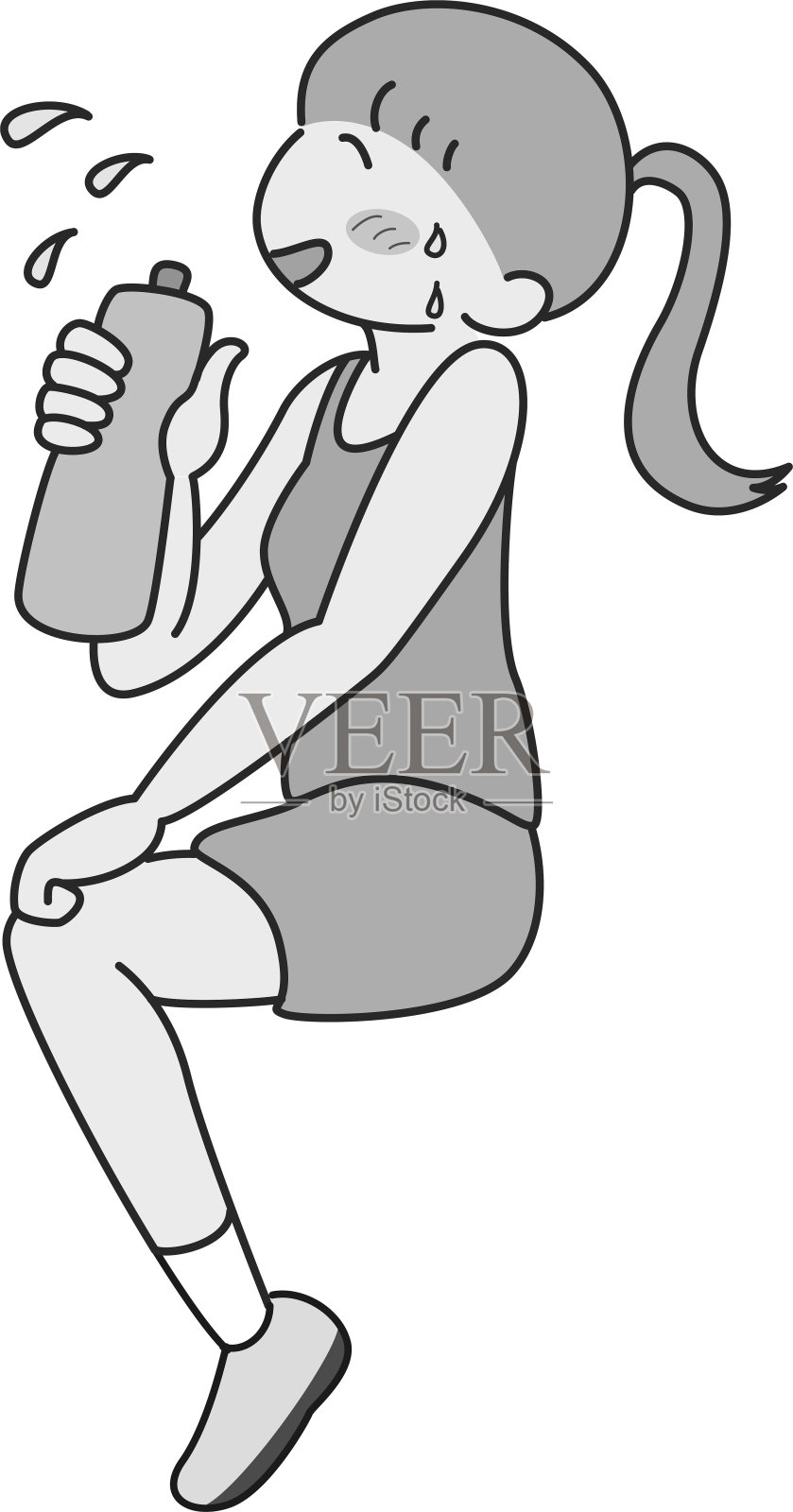 微笑的年轻女子在健身房锻炼时补水设计元素图片