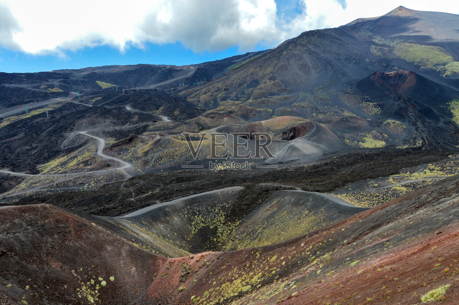 西西里岛埃特纳火山的火山景观照片摄影图片