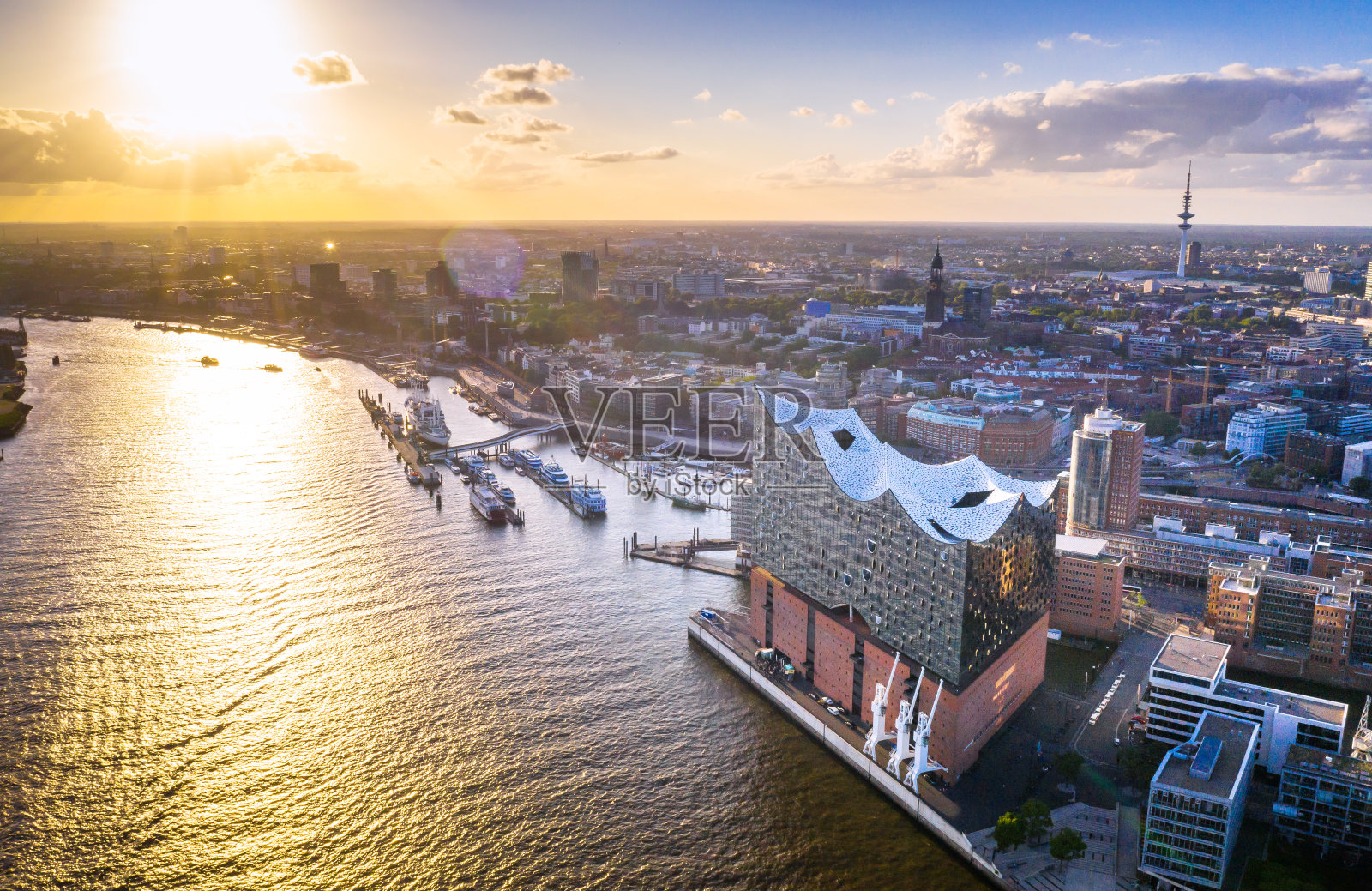 鸟瞰图的汉堡海芬市照片摄影图片