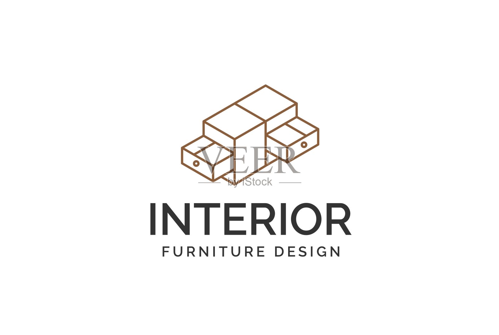 简约极简的棕色橱柜家具室内标识设计平面矢量图形插画图片素材