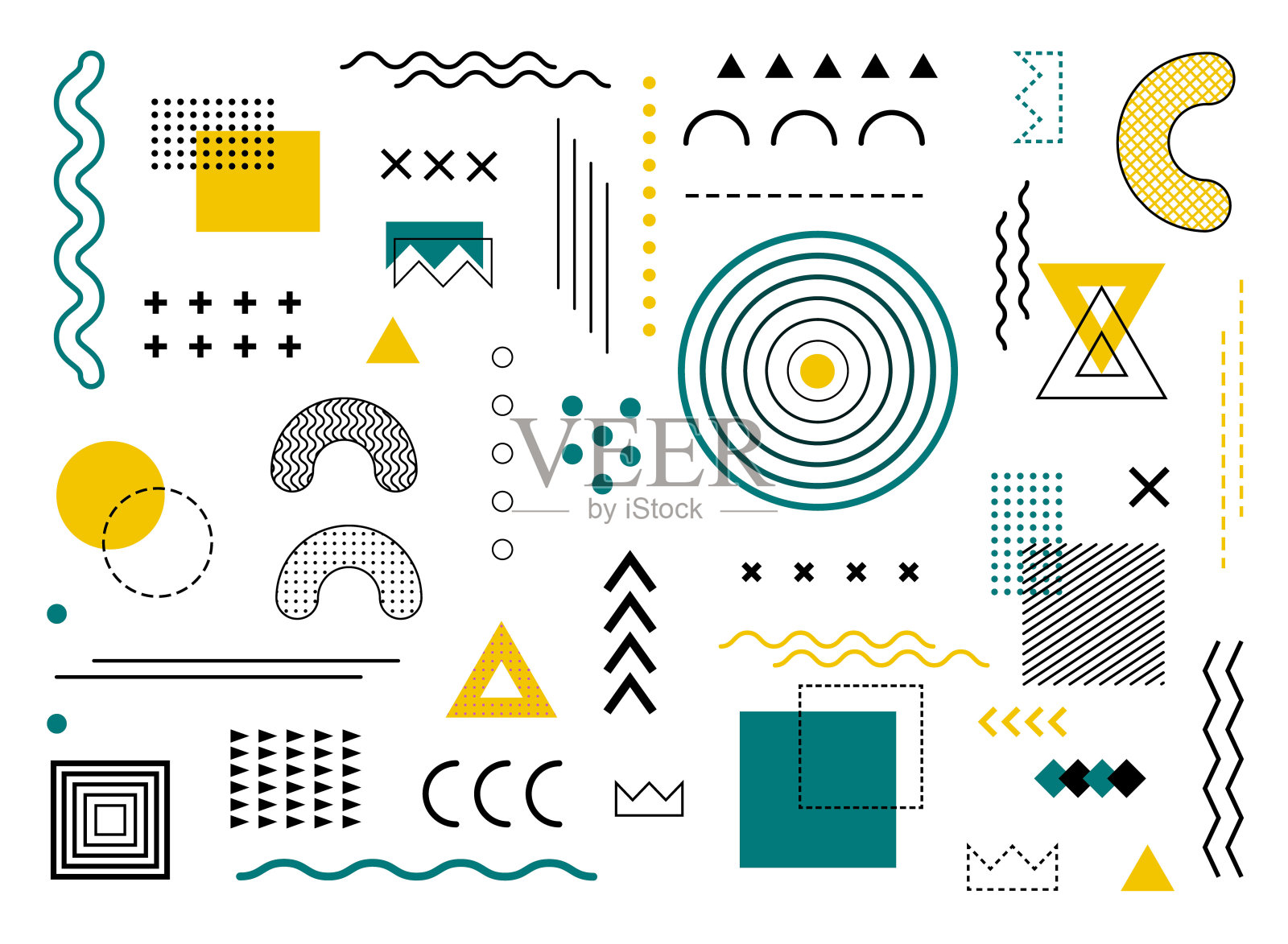 几何设计几何背景与抽象元素形状。用于假日海报、卡片社交媒体的图形时髦的纹理。带有圆形、半色调点的抽象图案。几何旗帜。向量插画图片素材