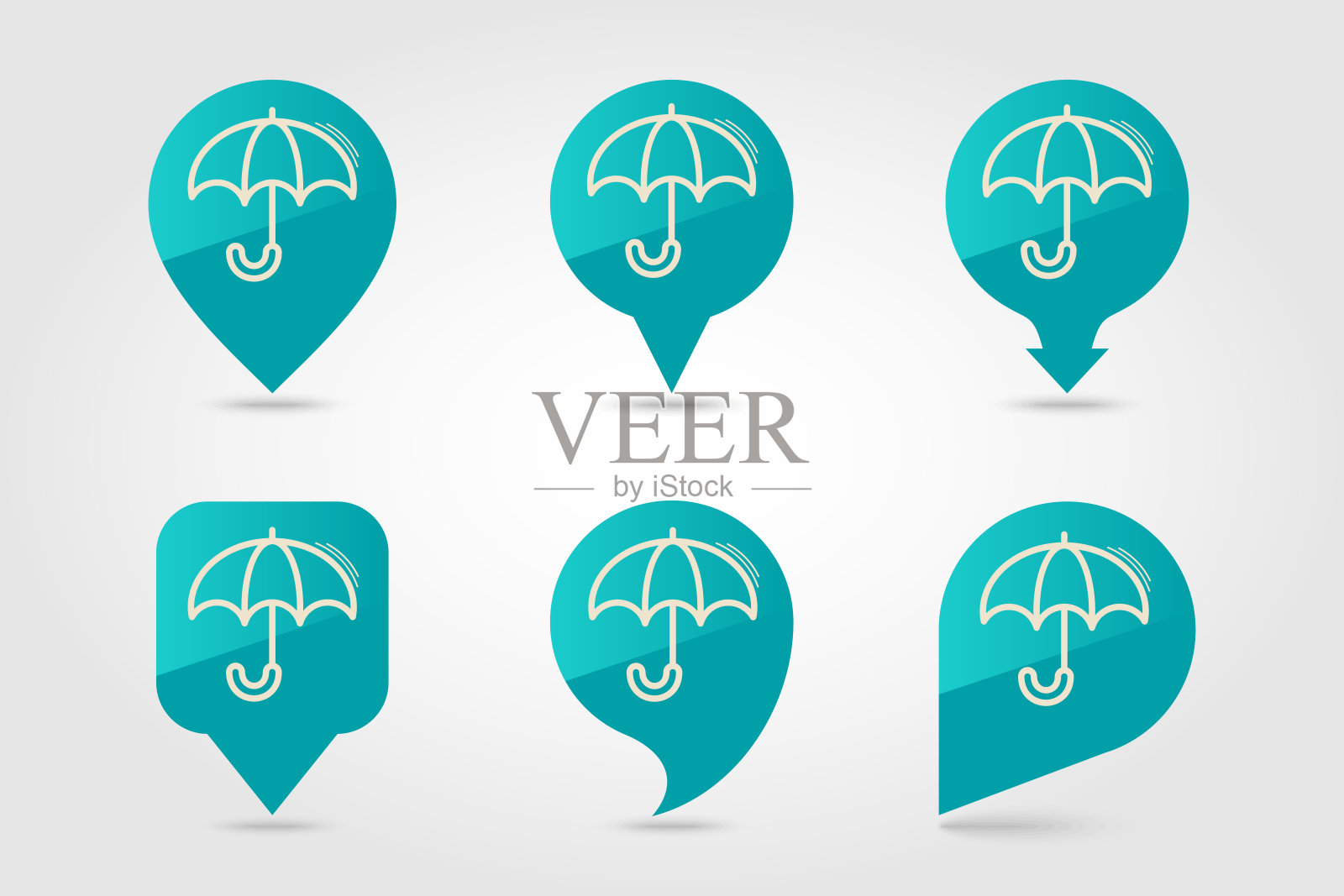 伞针地图图标。雨保护标志插画图片素材