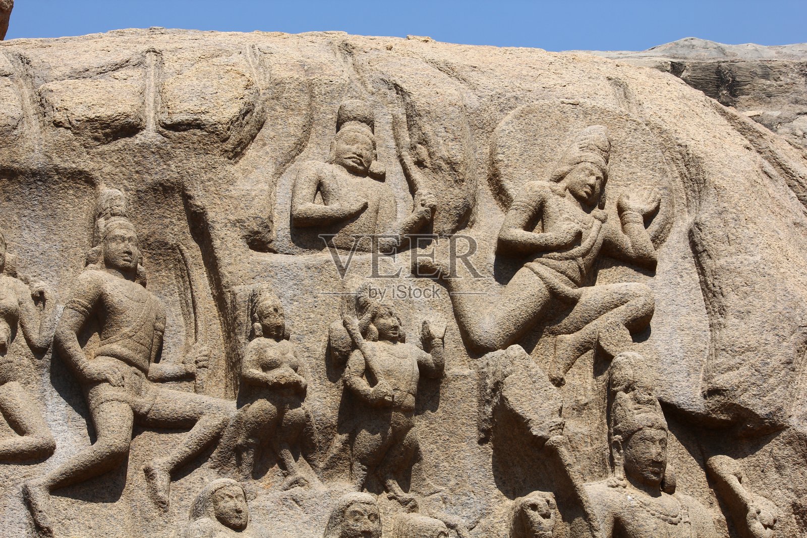 阿诸那的苦行，浅浮雕，Mamallapuram，泰米尔纳德邦，印度照片摄影图片