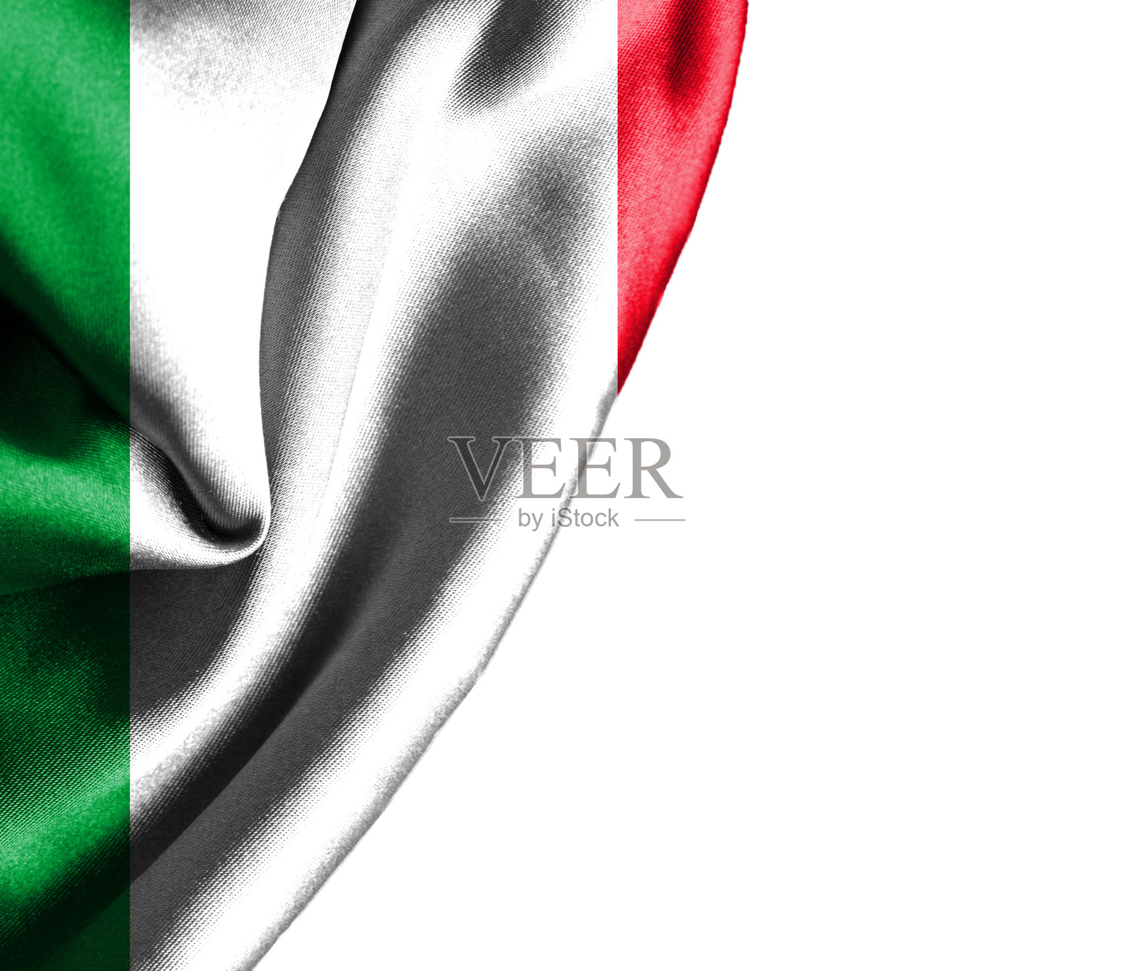 意大利在白色的背景上飘扬着柔滑的旗帜照片摄影图片