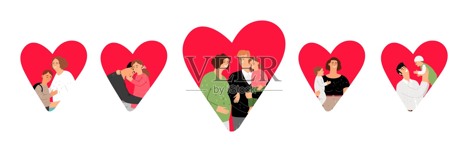 家长和孩子插画图片素材