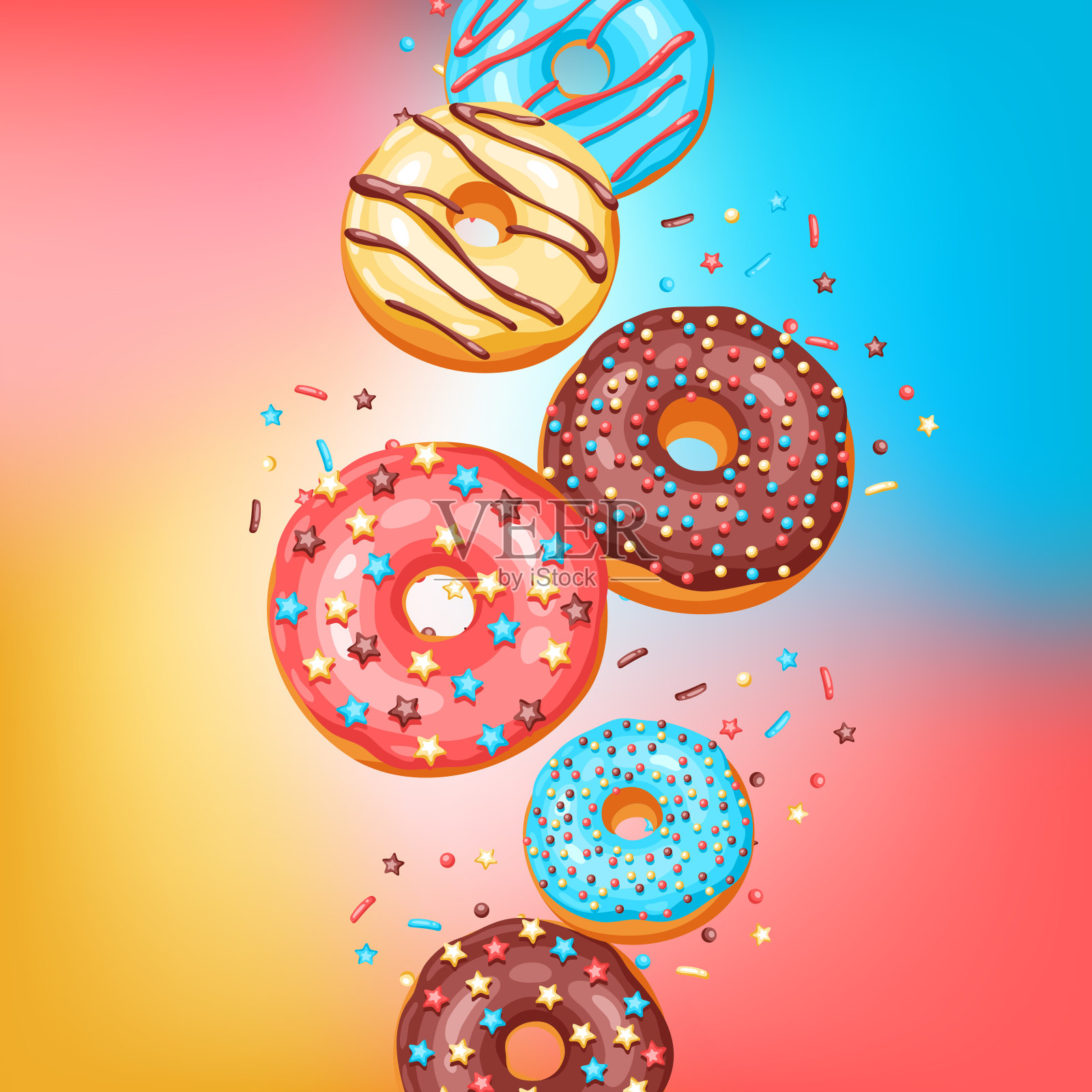 卡片上有甜甜圈和糖屑。设计元素图片