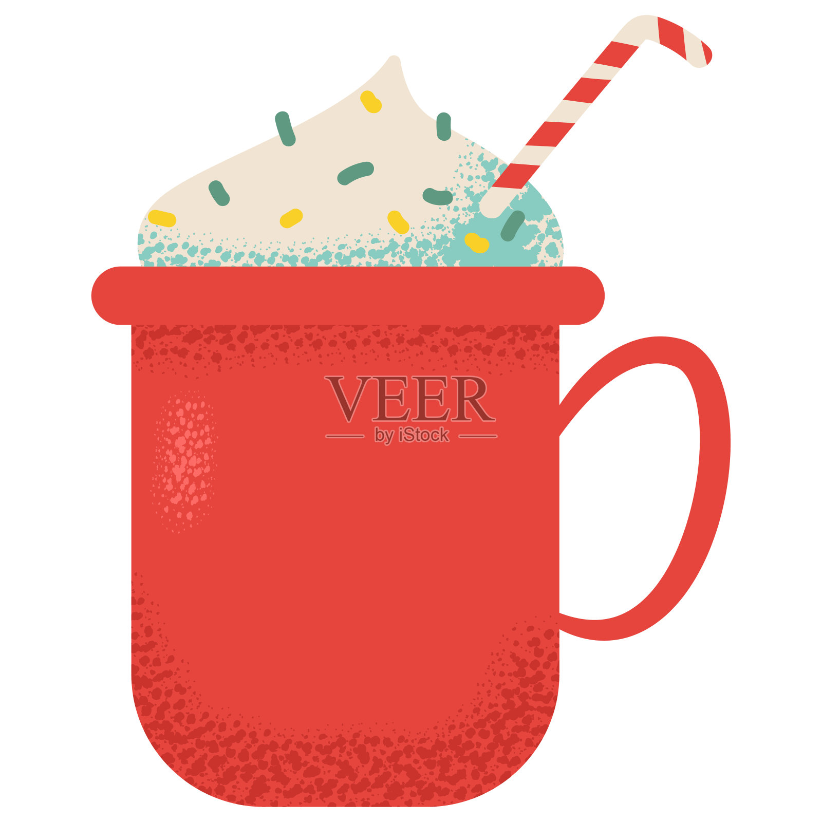 热巧克力在红色杯矢量卡通插图孤立在白色的背景。插画图片素材