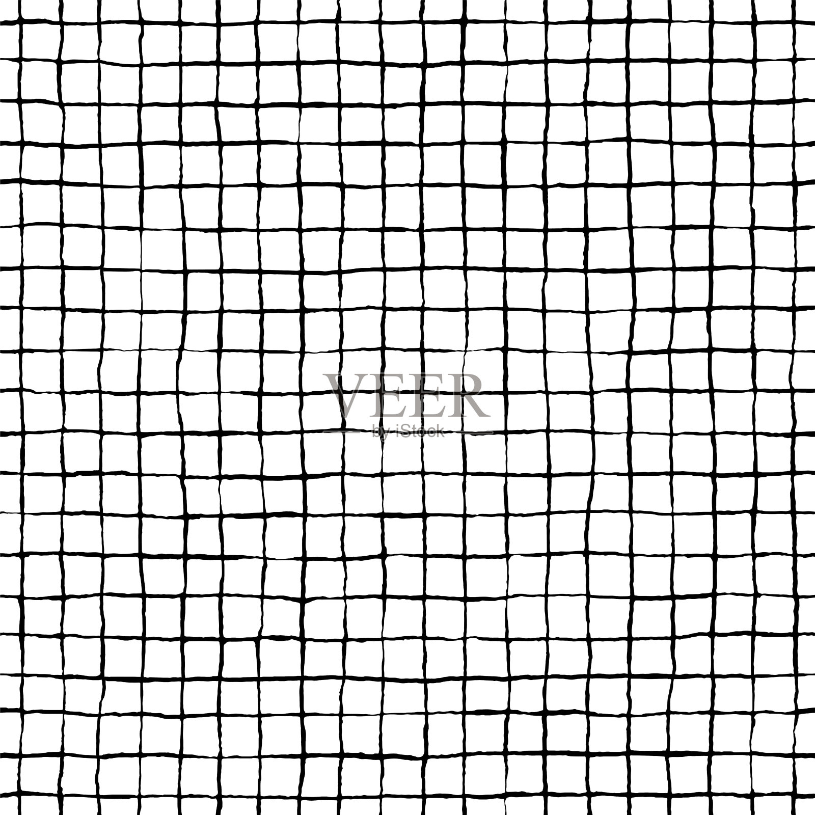 手绘格子无缝图案，凌乱的条纹点缀不尽。股票矢量插图。插画图片素材