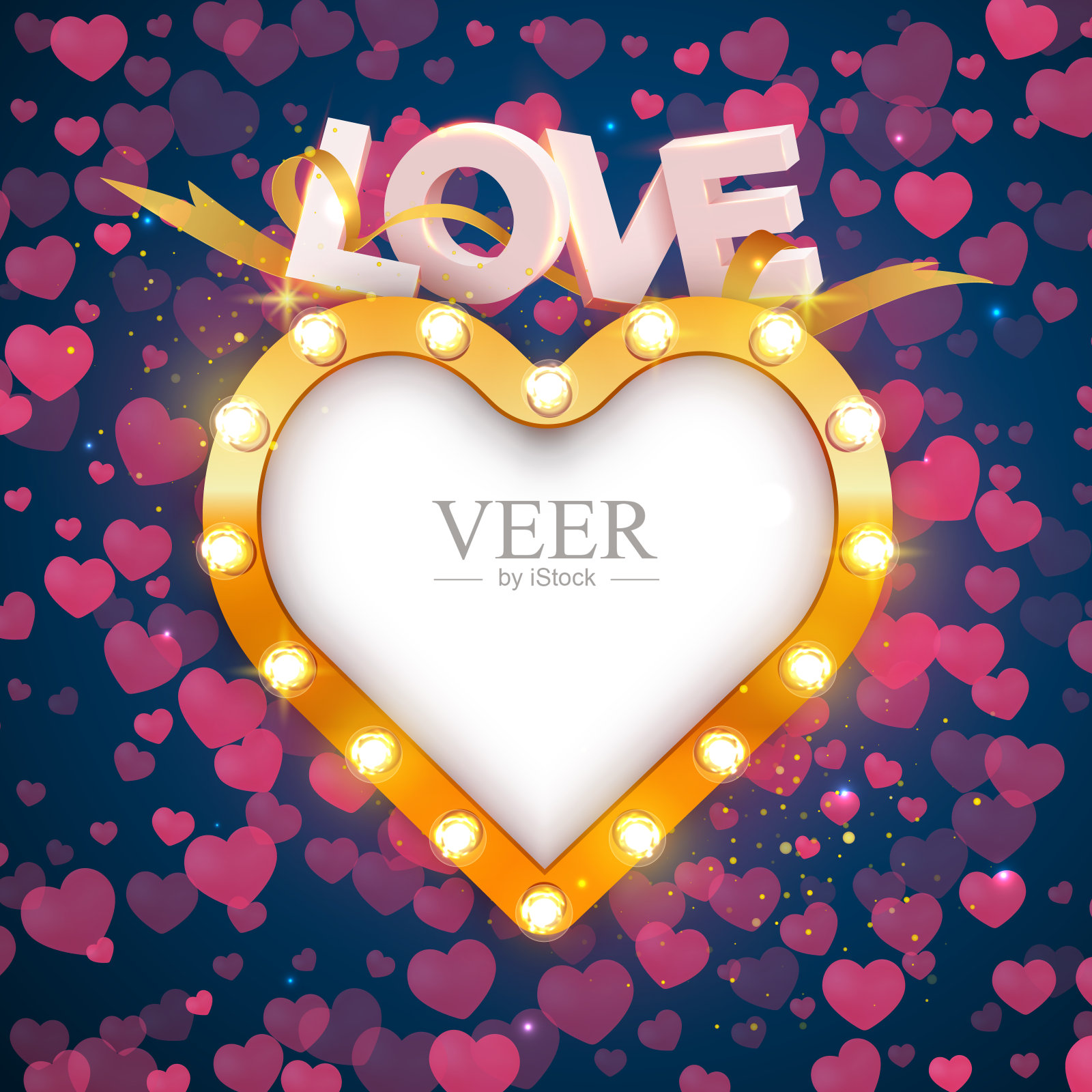 心形框架与“爱”字矢量插画插画图片素材