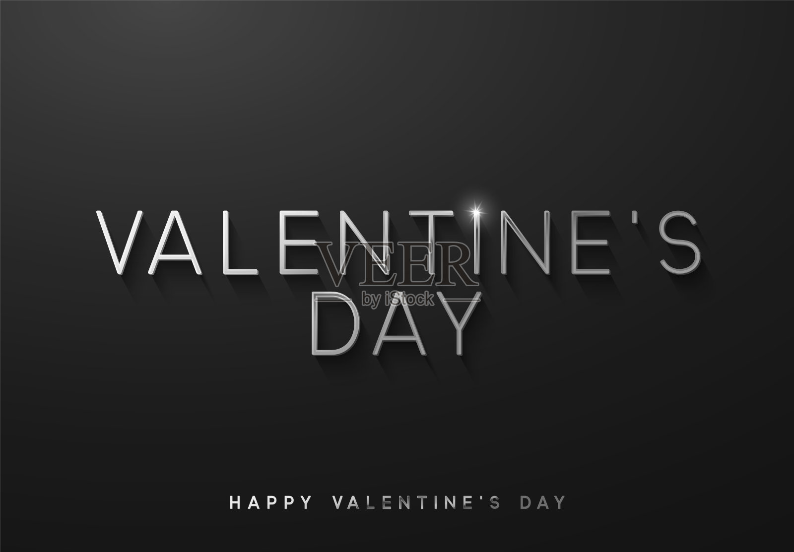 情人节。销售横幅，海报，标志银色深色背景。插画图片素材