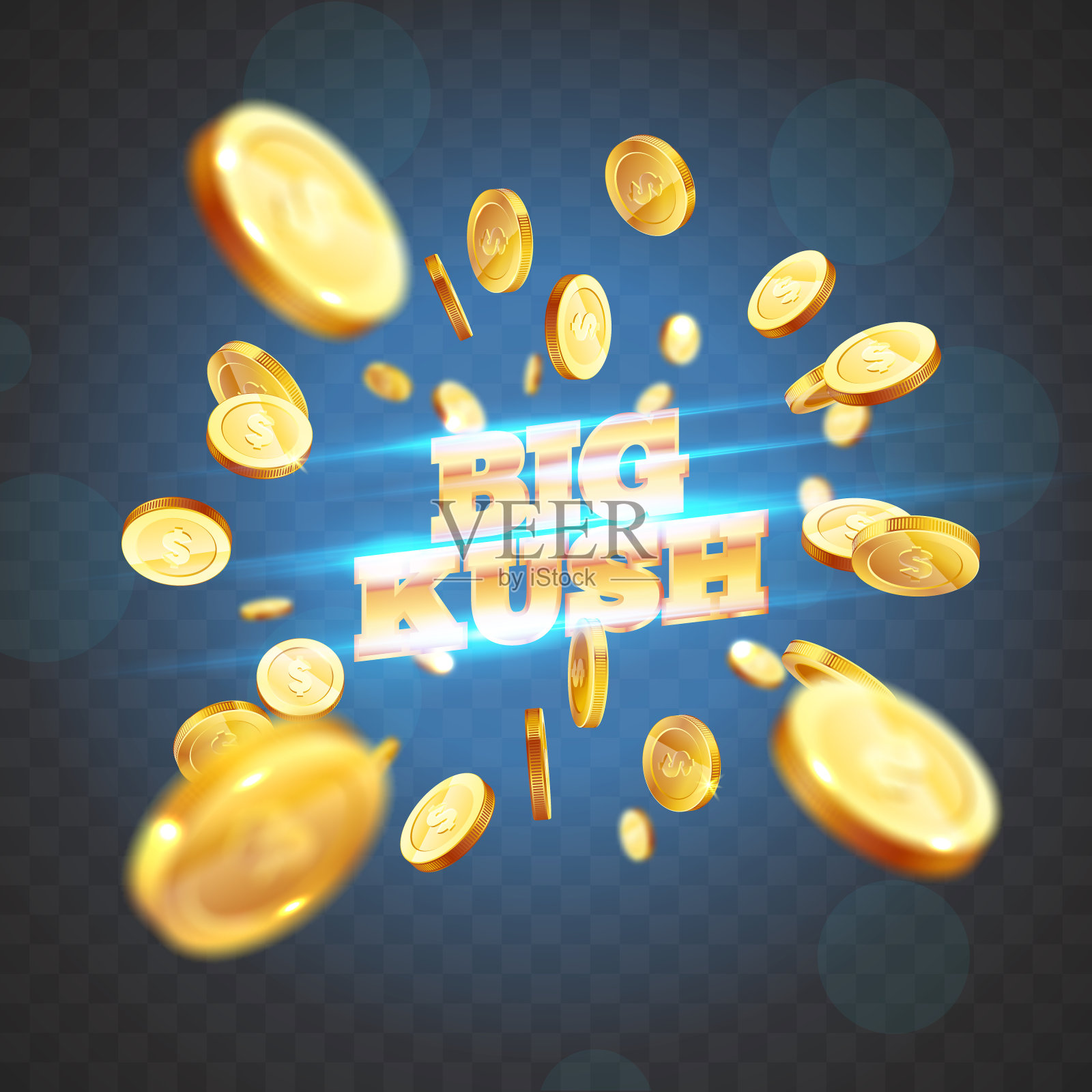 金字大库什，围绕着赌博属性，背景上爆发。新的，最好的设计的运气旗帜，用于赌博，赌场，扑克，插槽，轮盘赌或骨头。插画图片素材