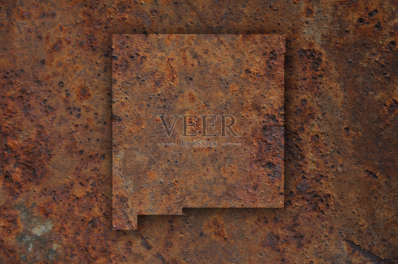 生锈的金属上的新墨西哥地图照片摄影图片