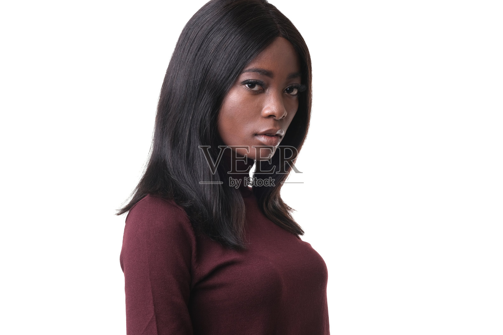 美丽、精致的美国黑人模特肖像。照片摄影图片