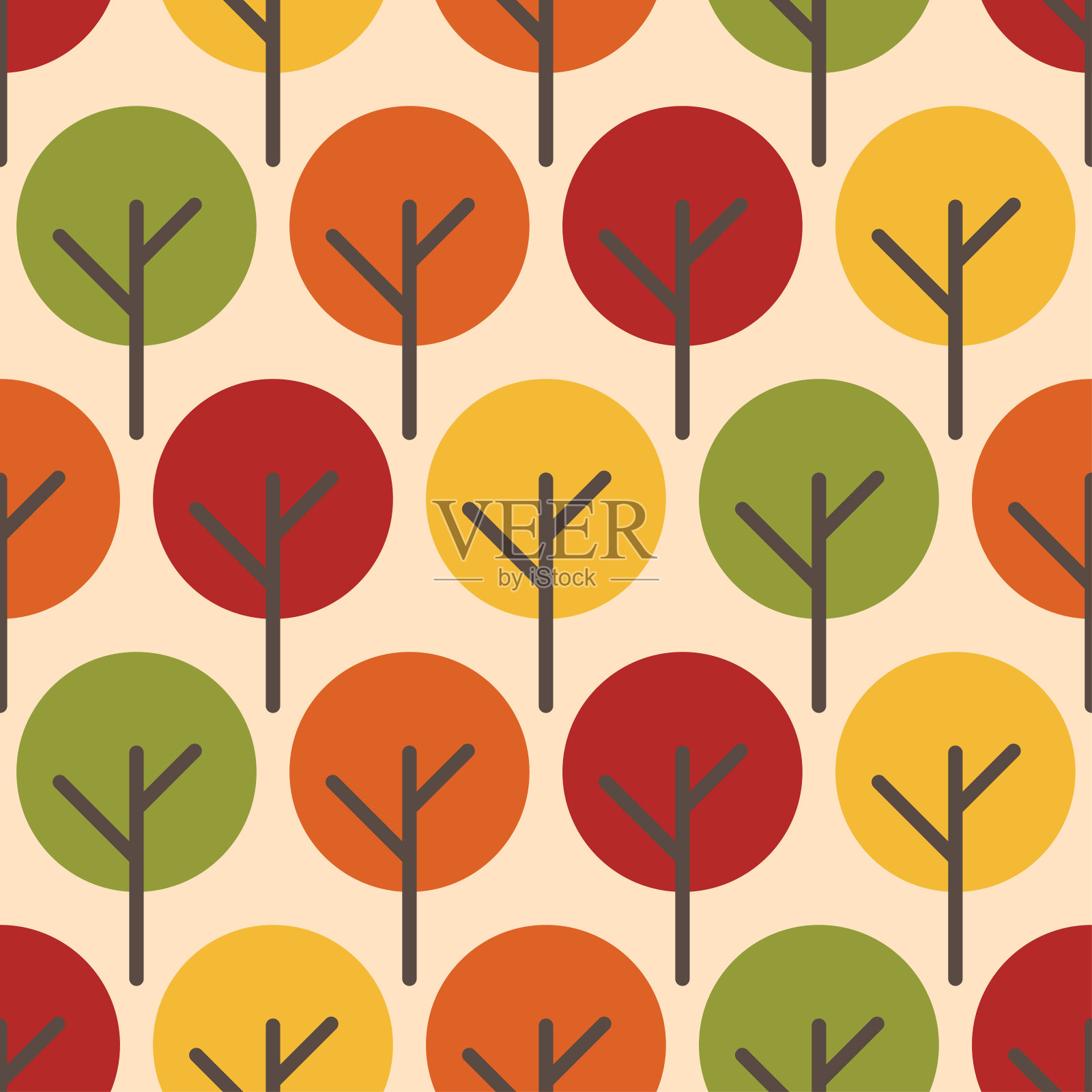 秋树无缝图案插画图片素材