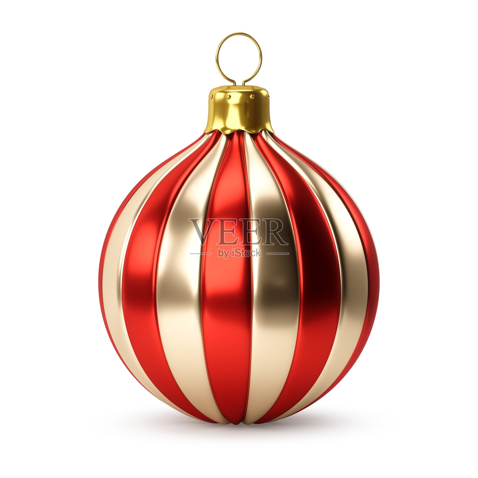 3D渲染金色红色圣诞球在白色的背景照片摄影图片