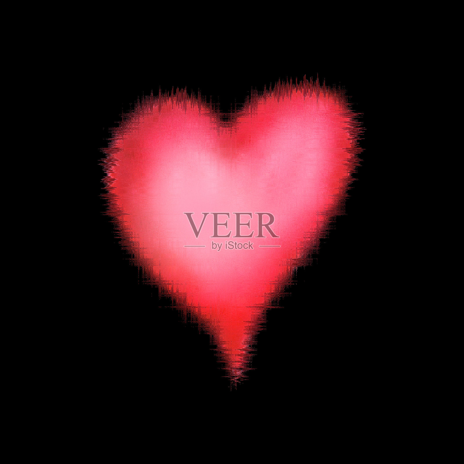 冰冻的红心孤立在黑色的背景上。水彩手绘插图。插画图片素材