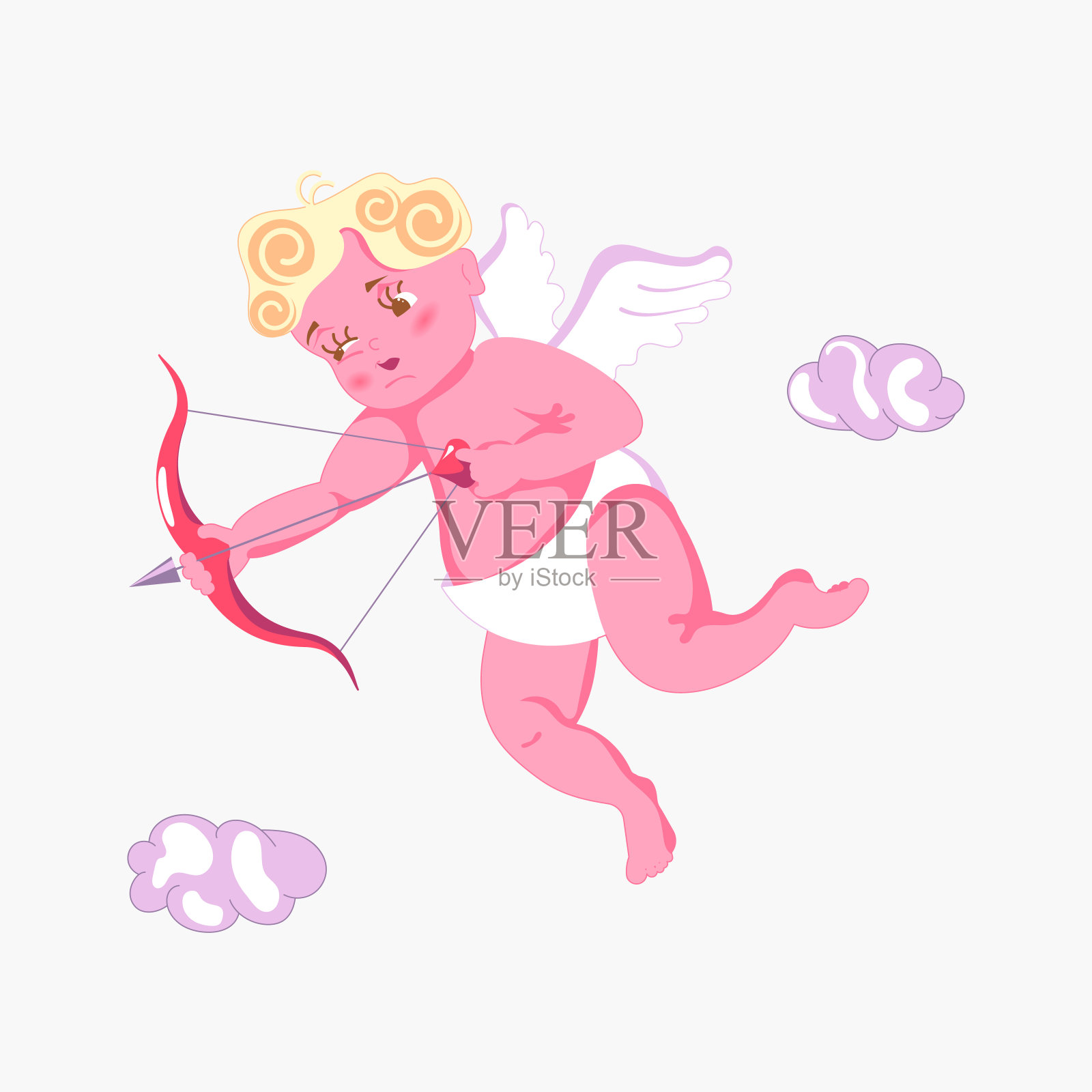 顽皮的丘比特瞄准箭插画图片素材