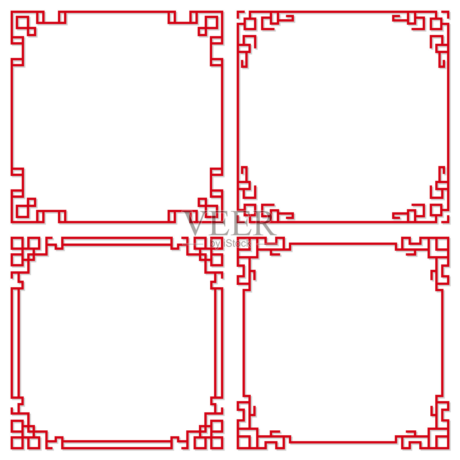 一套东方中国边界装饰，矢量插图插画图片素材